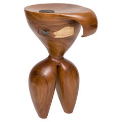 Sculptural Teak and Stone Side Table by Kim Mupangilaï