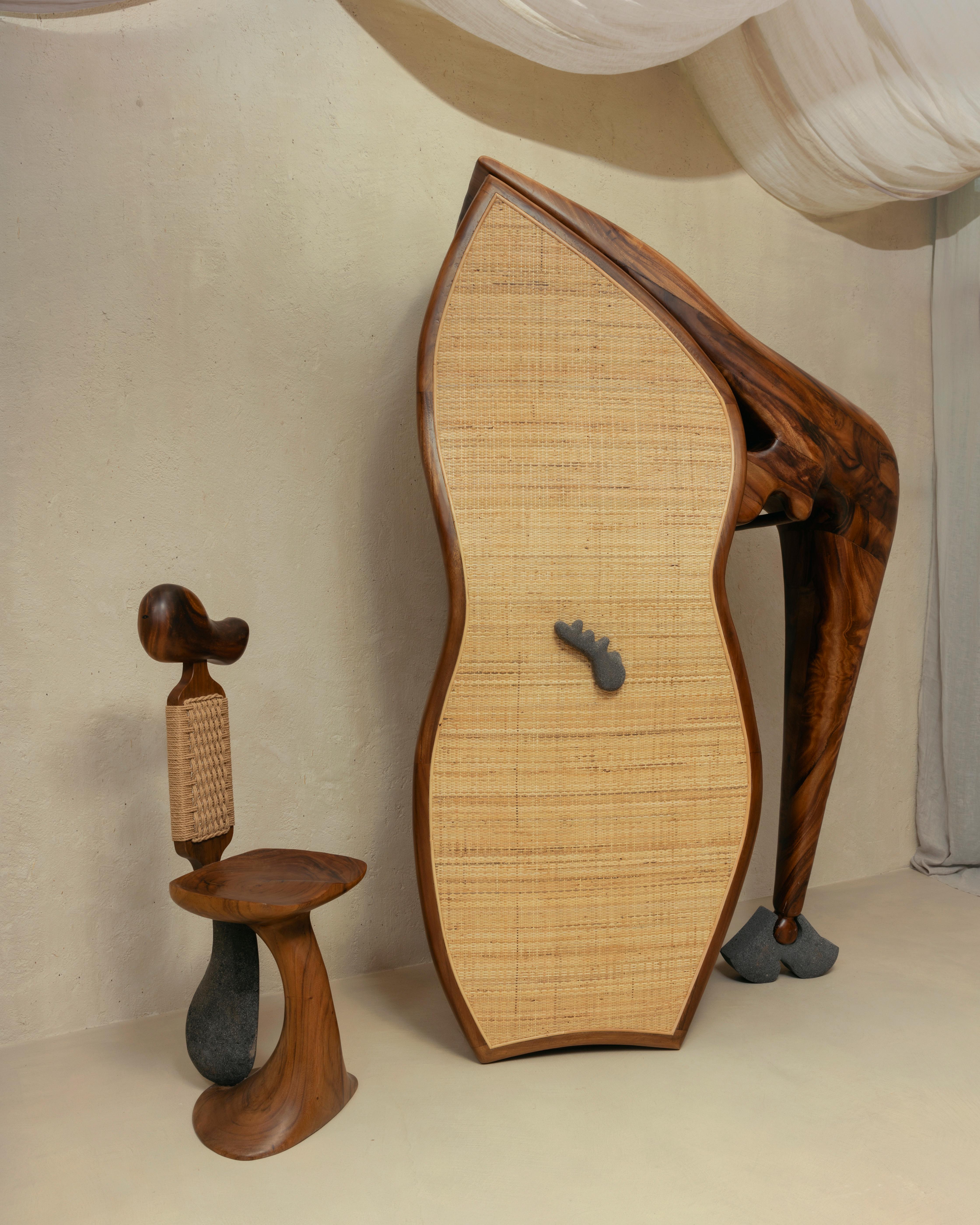 Sculptural Teak Armoire Cabinet by Kim Mupangilaï 4
