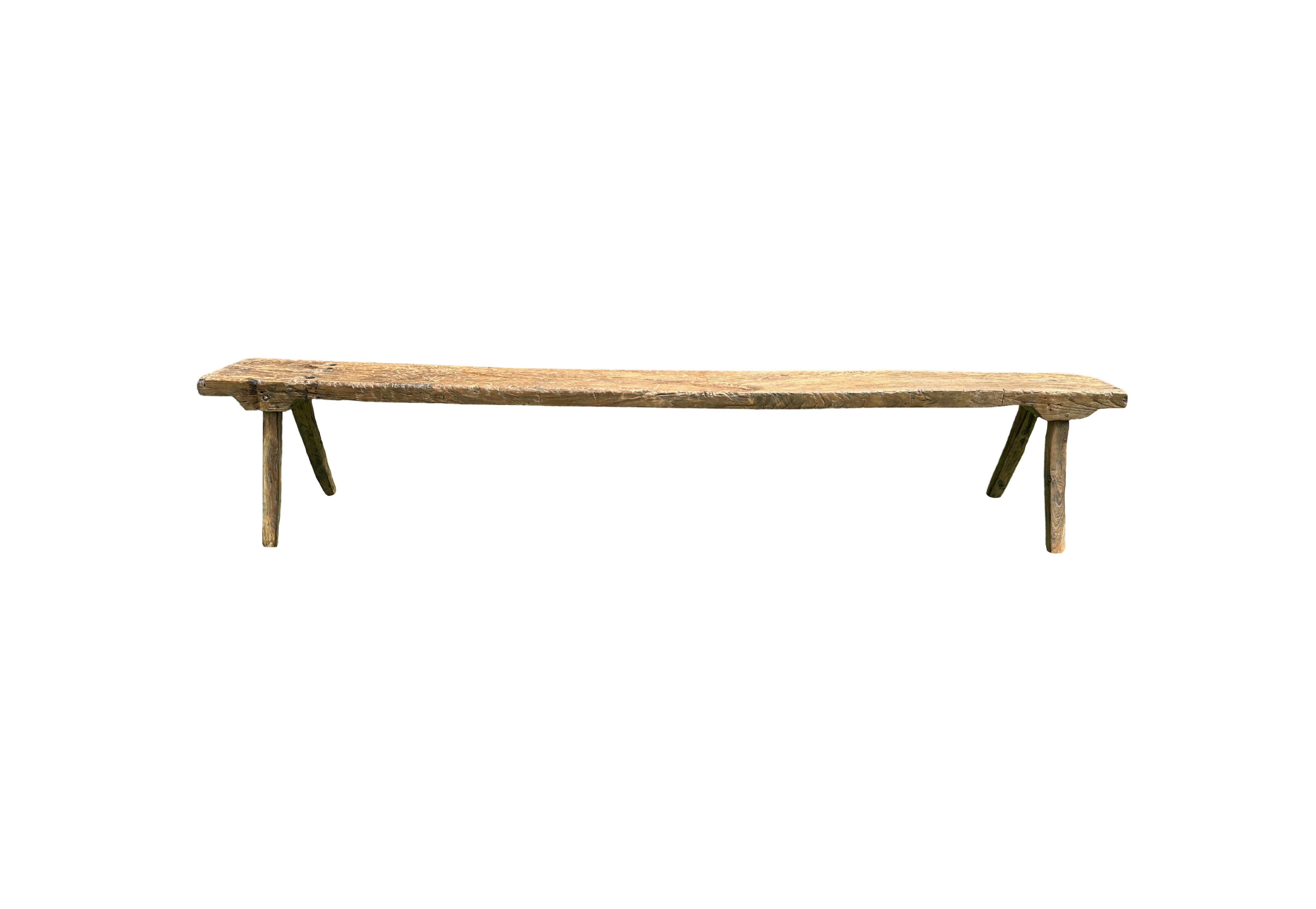 Other Sculptural Teak Bench Hand-Carved from Madura Island, Java, Indonesia, C. 1950 For Sale