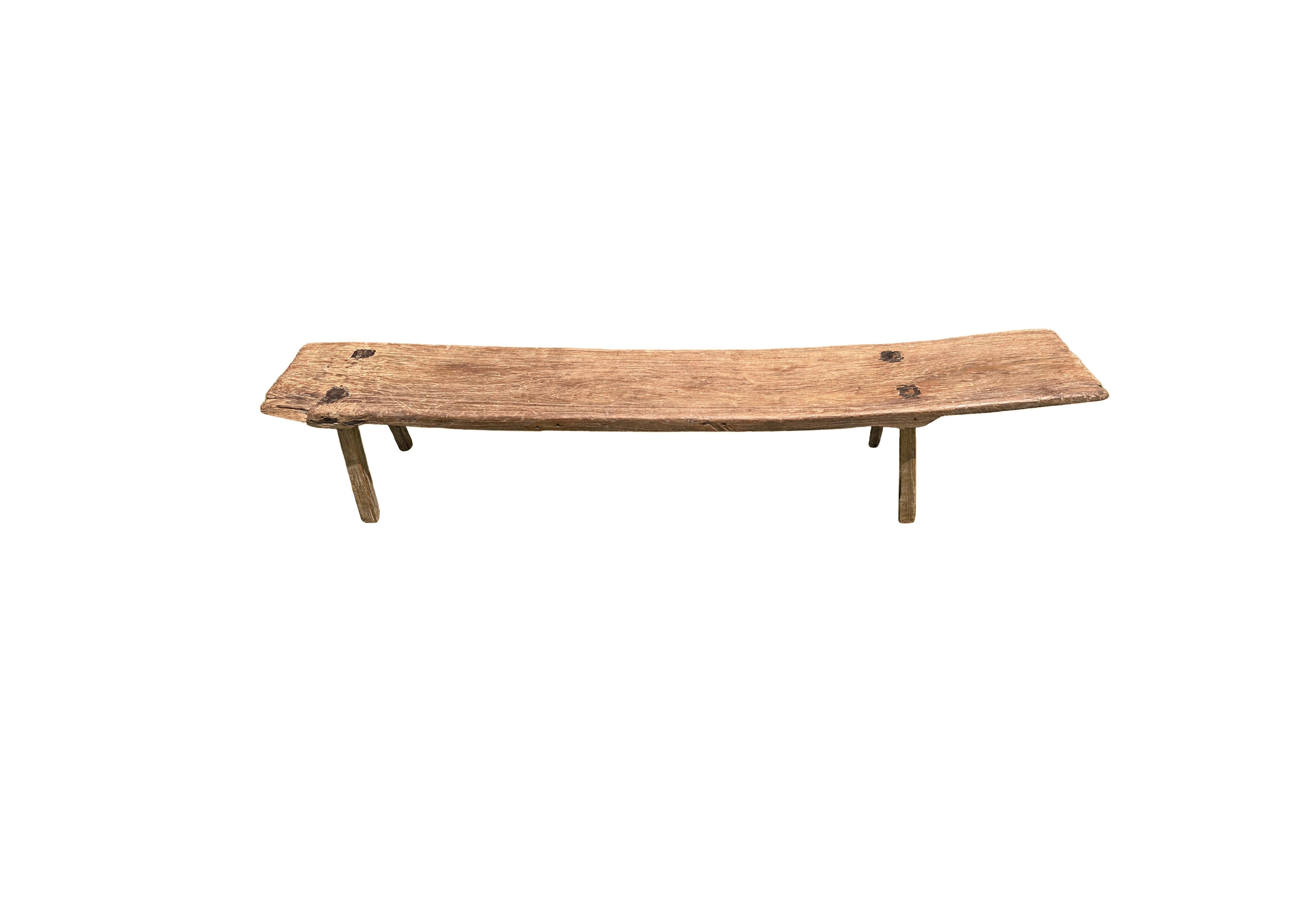 Other Sculptural Teak Bench Hand-Carved from Madura Island, Java, Indonesia, c. 1950 For Sale