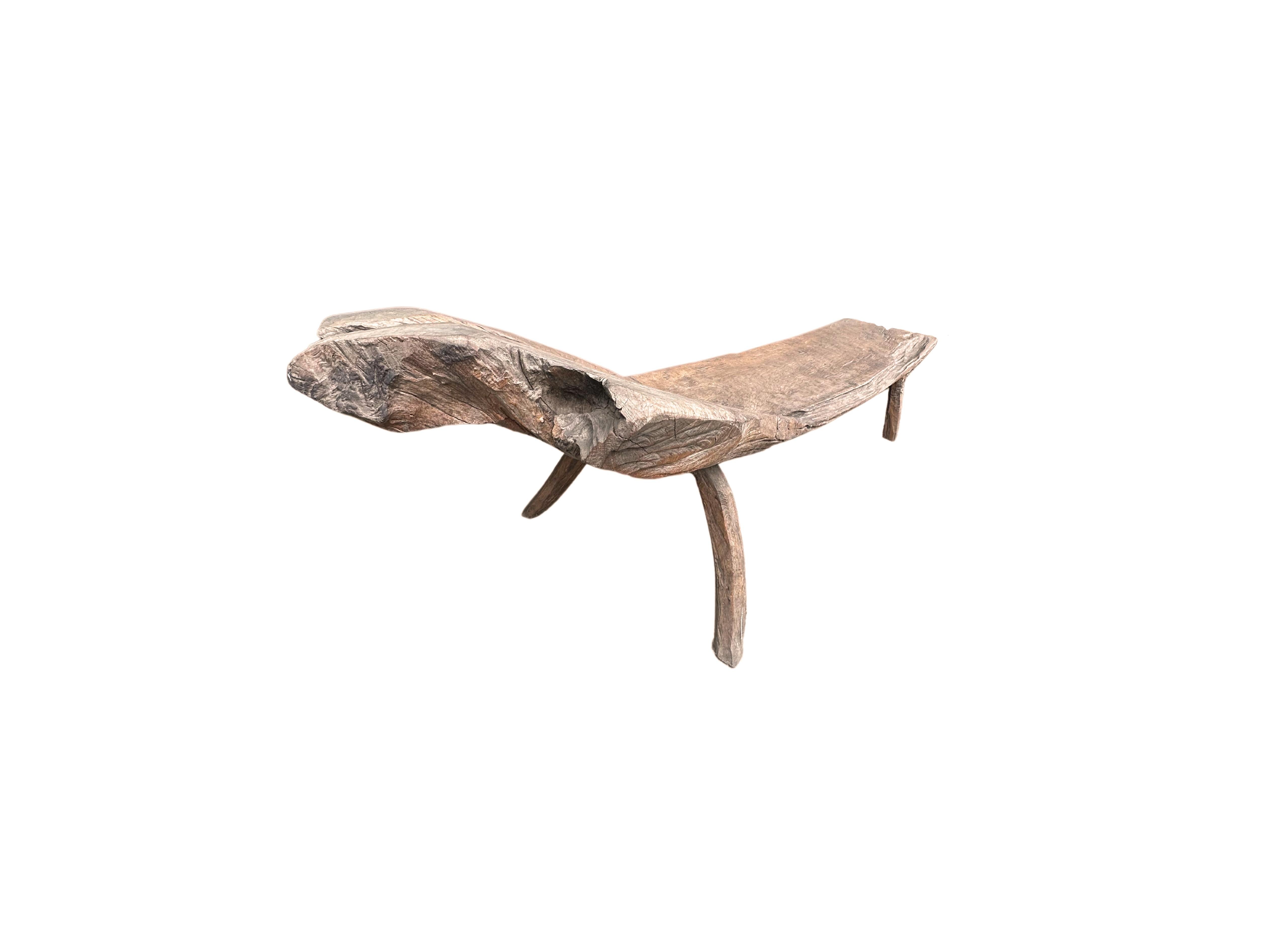 Other Sculptural Teak Bench Hand-Carved from Madura Island, Java, Indonesia, c. 1950  For Sale