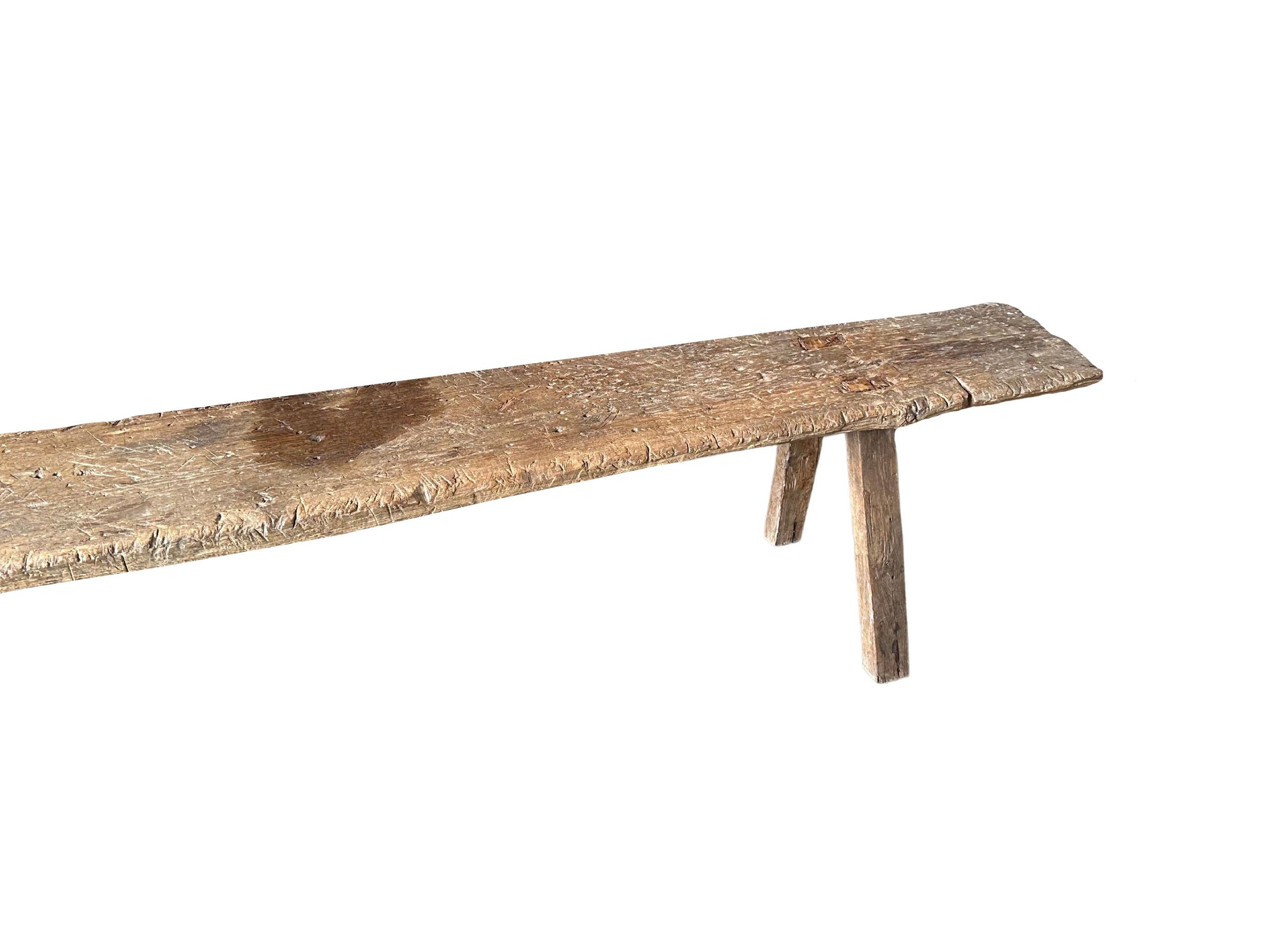 Other Sculptural Teak Bench Hand-Carved from Madura Island, Java, Indonesia, C. 1950