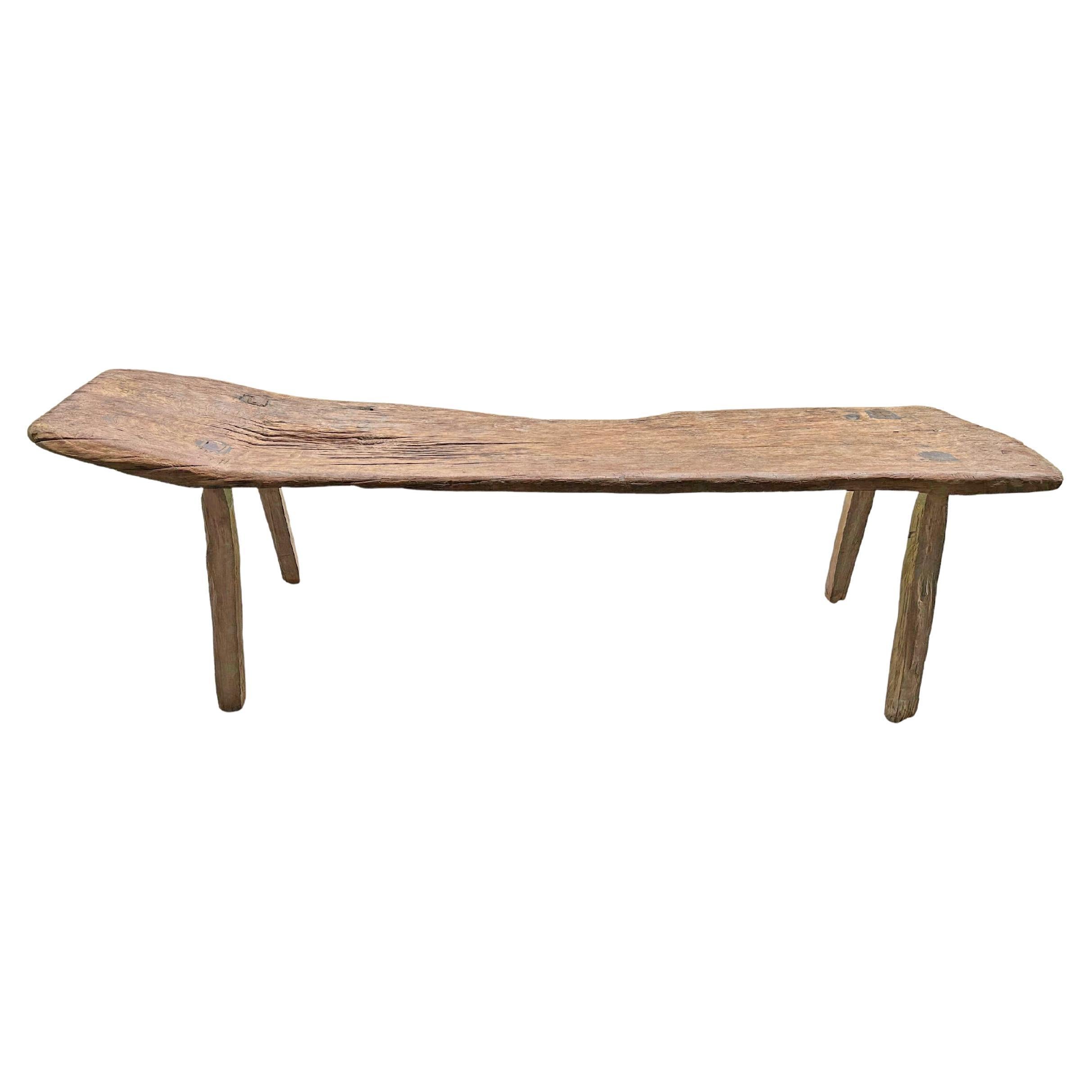 Sculptural Teak Bench Hand-Carved from Madura Island, Java, Indonesia, C. 1950  For Sale