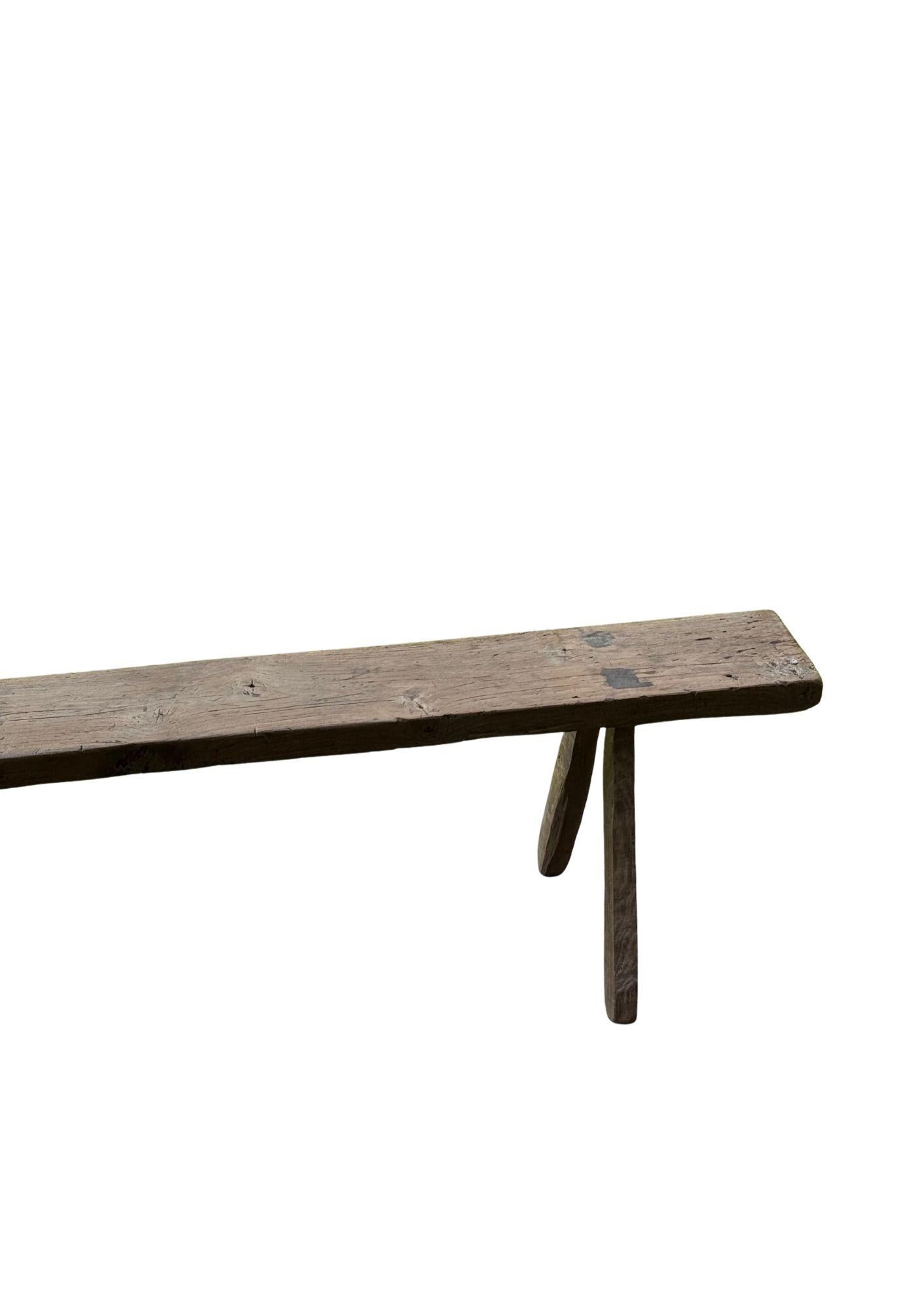 Wood Sculptural Teak Bench Hand-Carved from Madura Island, Java, Indonesia, C. 1970 For Sale