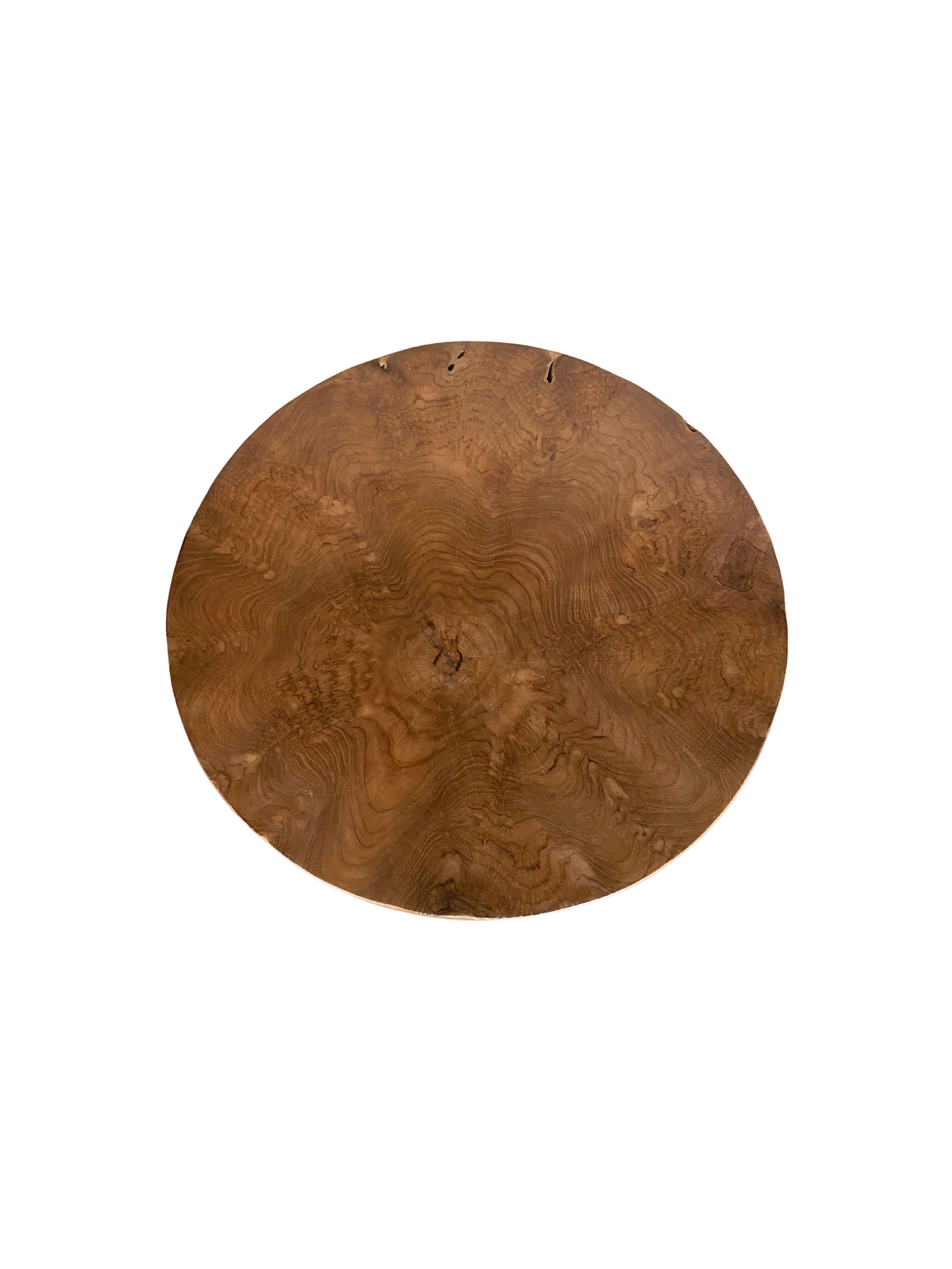 Organic Modern Sculptural Teak Burl Wood Side Table For Sale