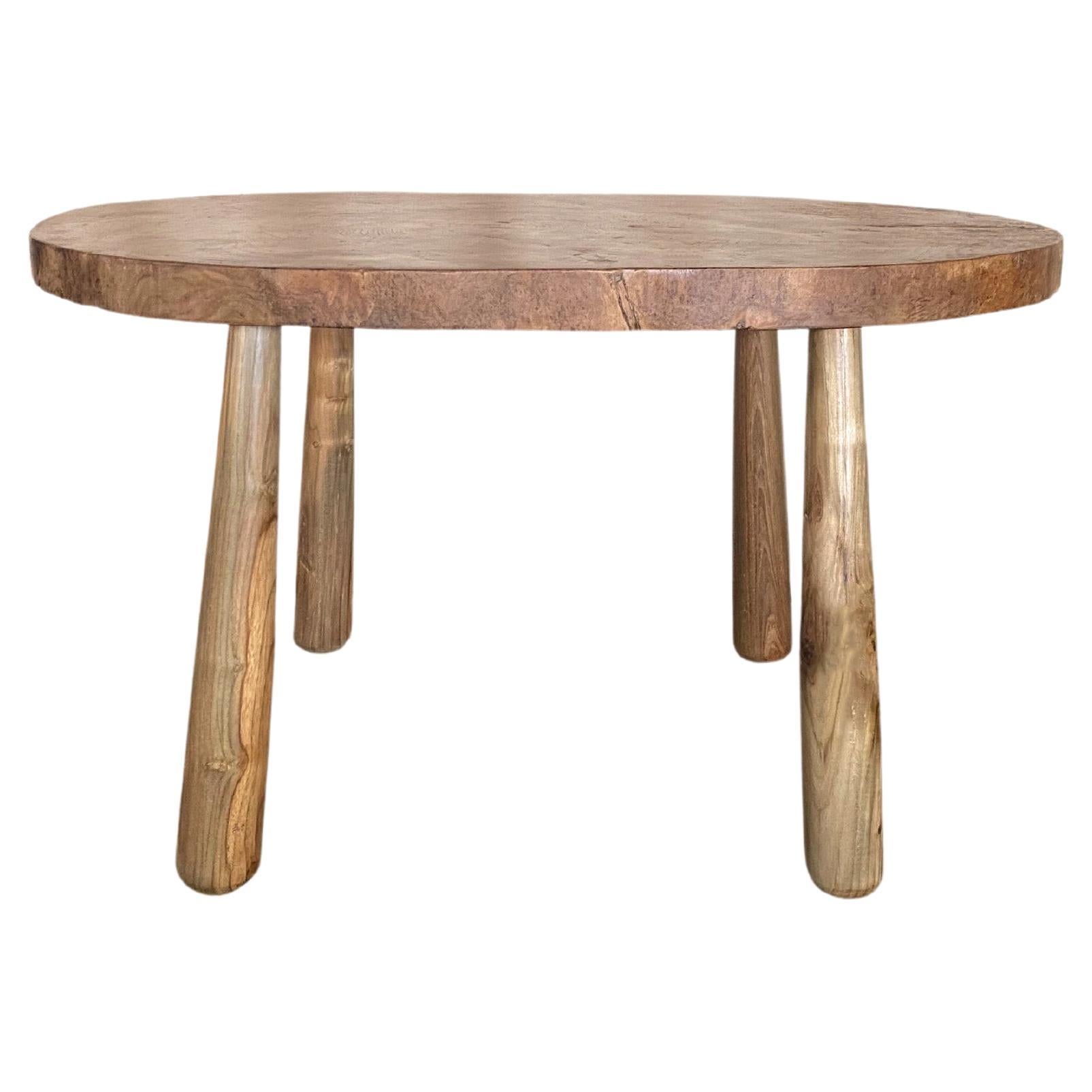 Sculptural Teak Burl Wood Side Table