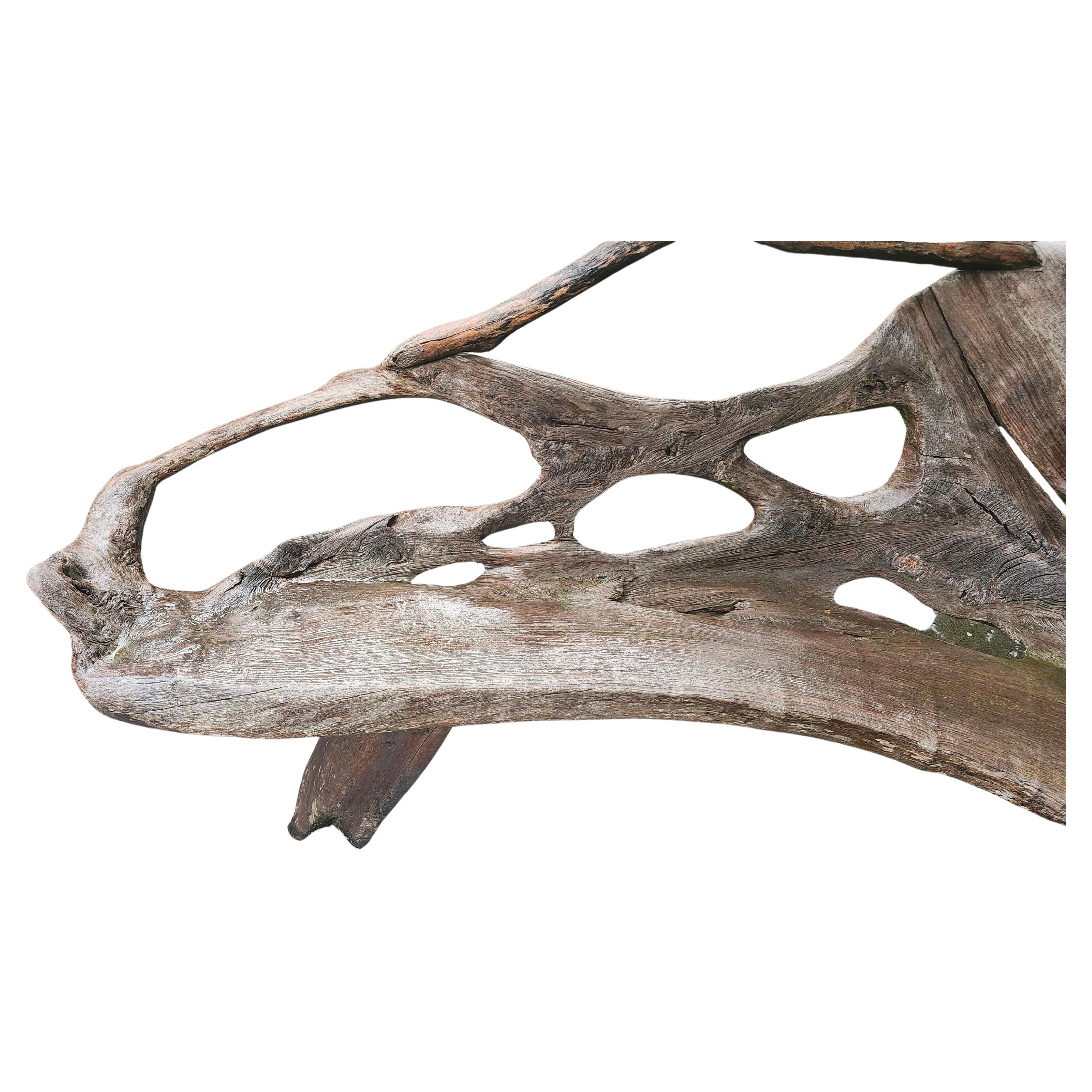 Intagliato a mano Panchina da giardino scultorea in teak con cavalli in corsa scolpiti in vendita