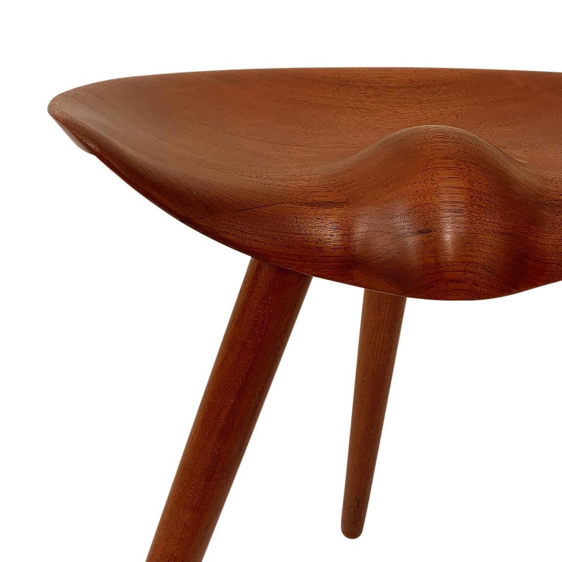 Danish Sculptural Teak Stool by Mogens Lassen