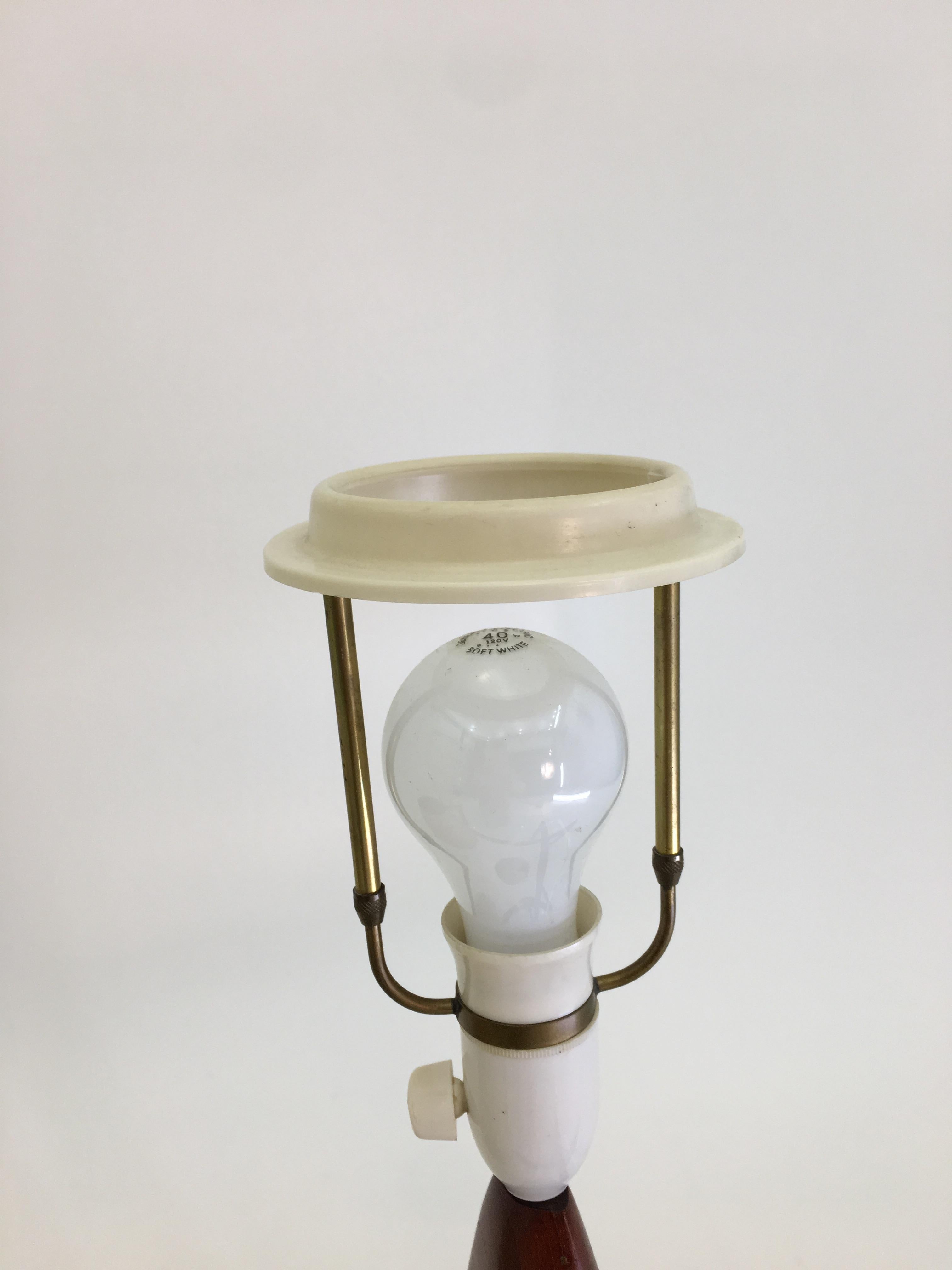 20th Century Sculptural Teak Table Lamp by Ernst Henriksen with Original Shade
