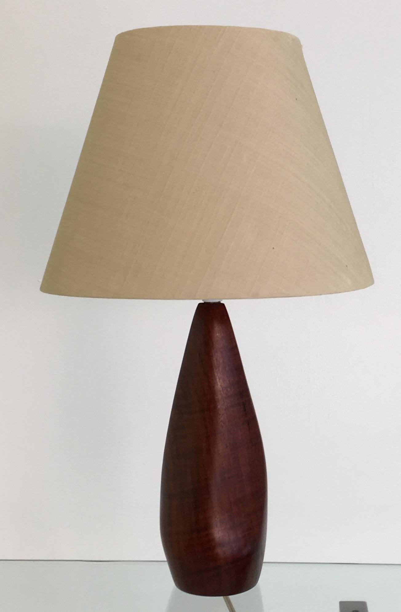 Sculptural Teak Table Lamp by Ernst Henriksen with Original Shade 2