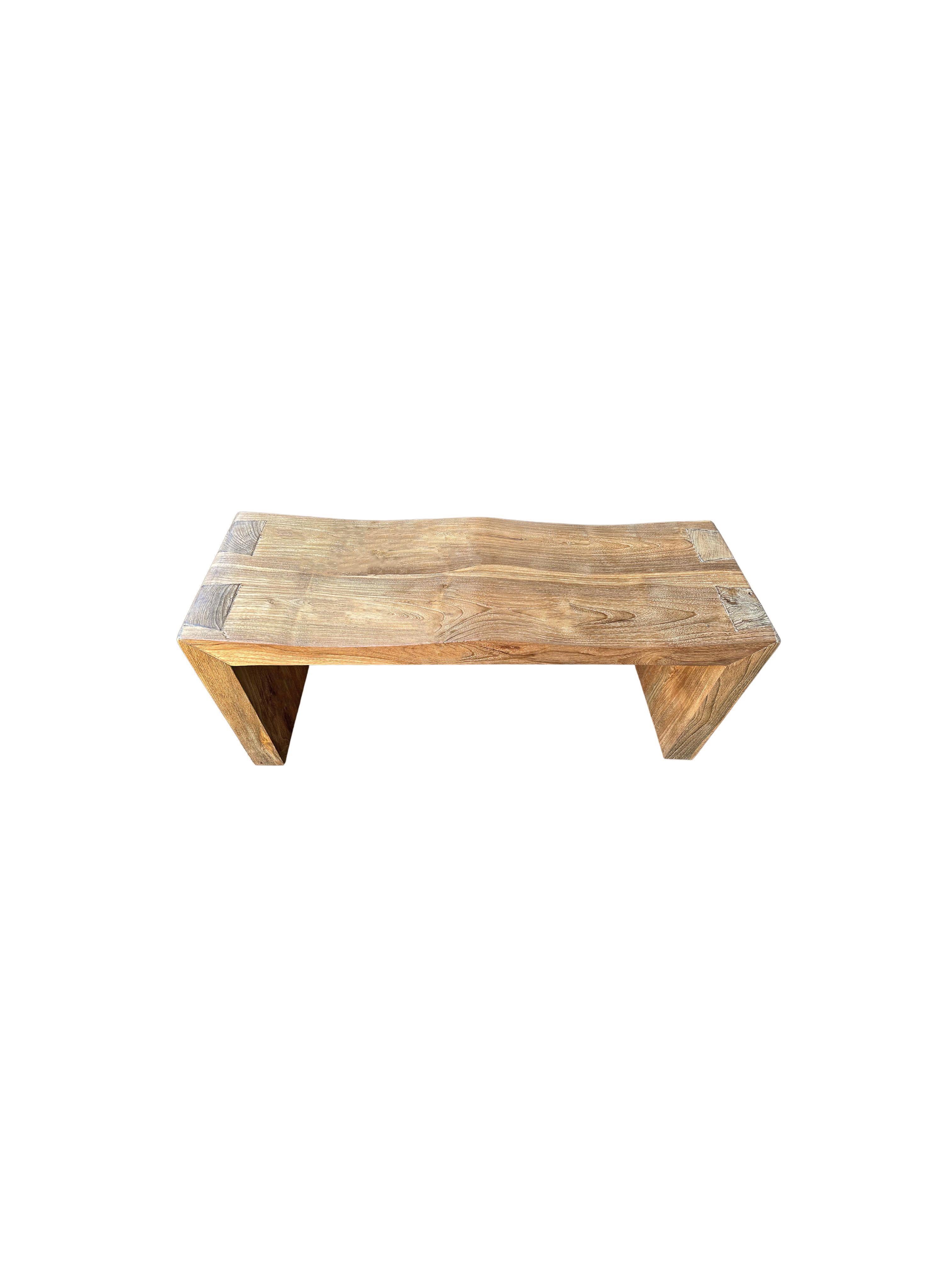 Sculptural Teak Wood Bench Modern Organic 2 Person For Sale at 1stDibs