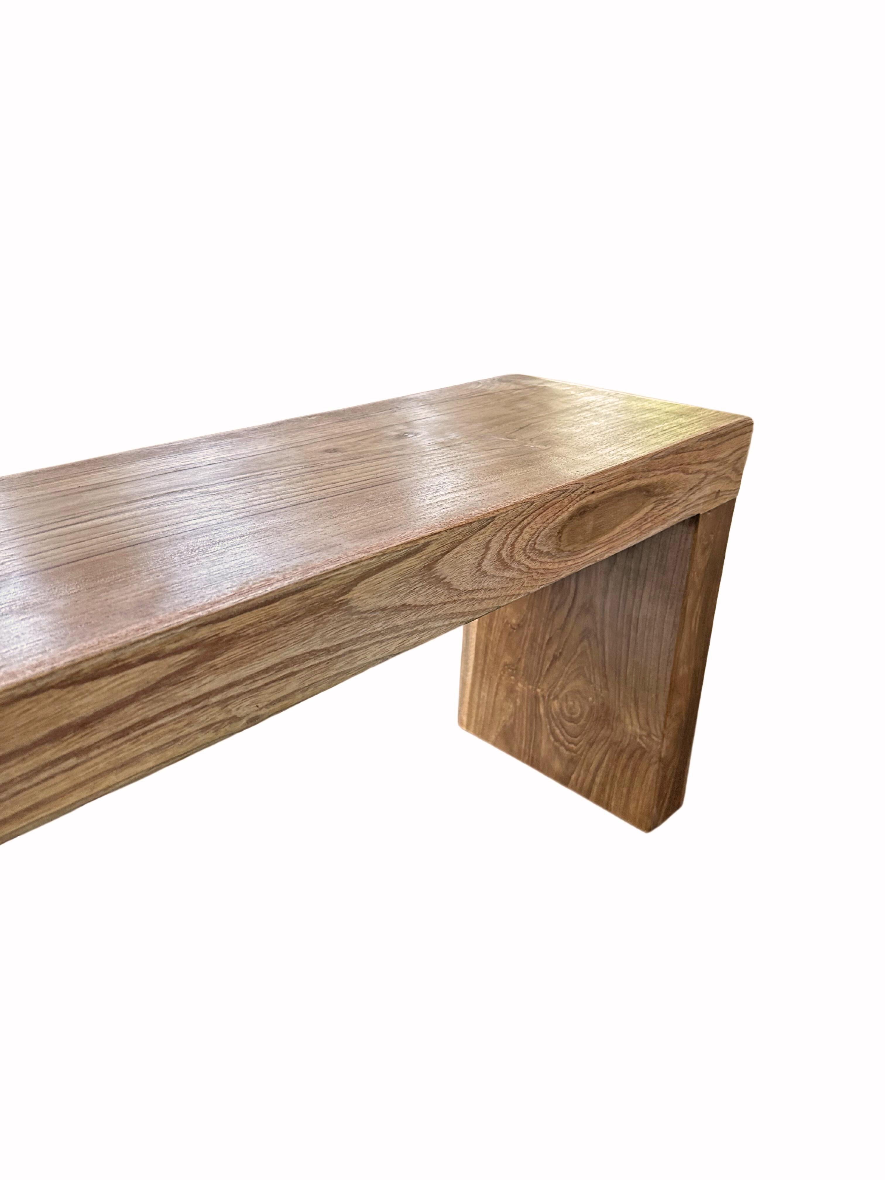 Other Sculptural Teak Wood Bench Modern Organic For Sale