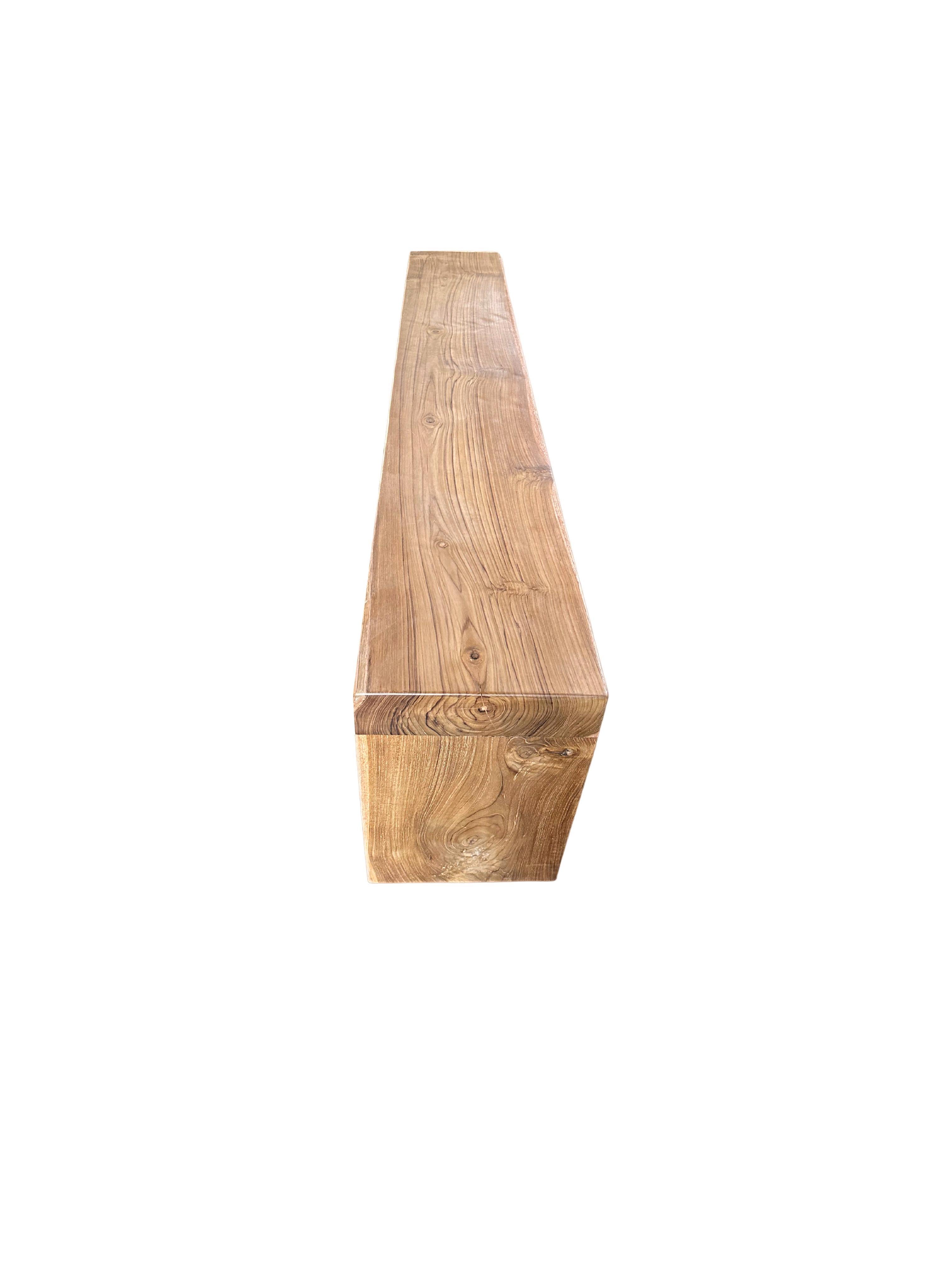 Contemporary Sculptural Teak Wood Bench Modern Organic For Sale