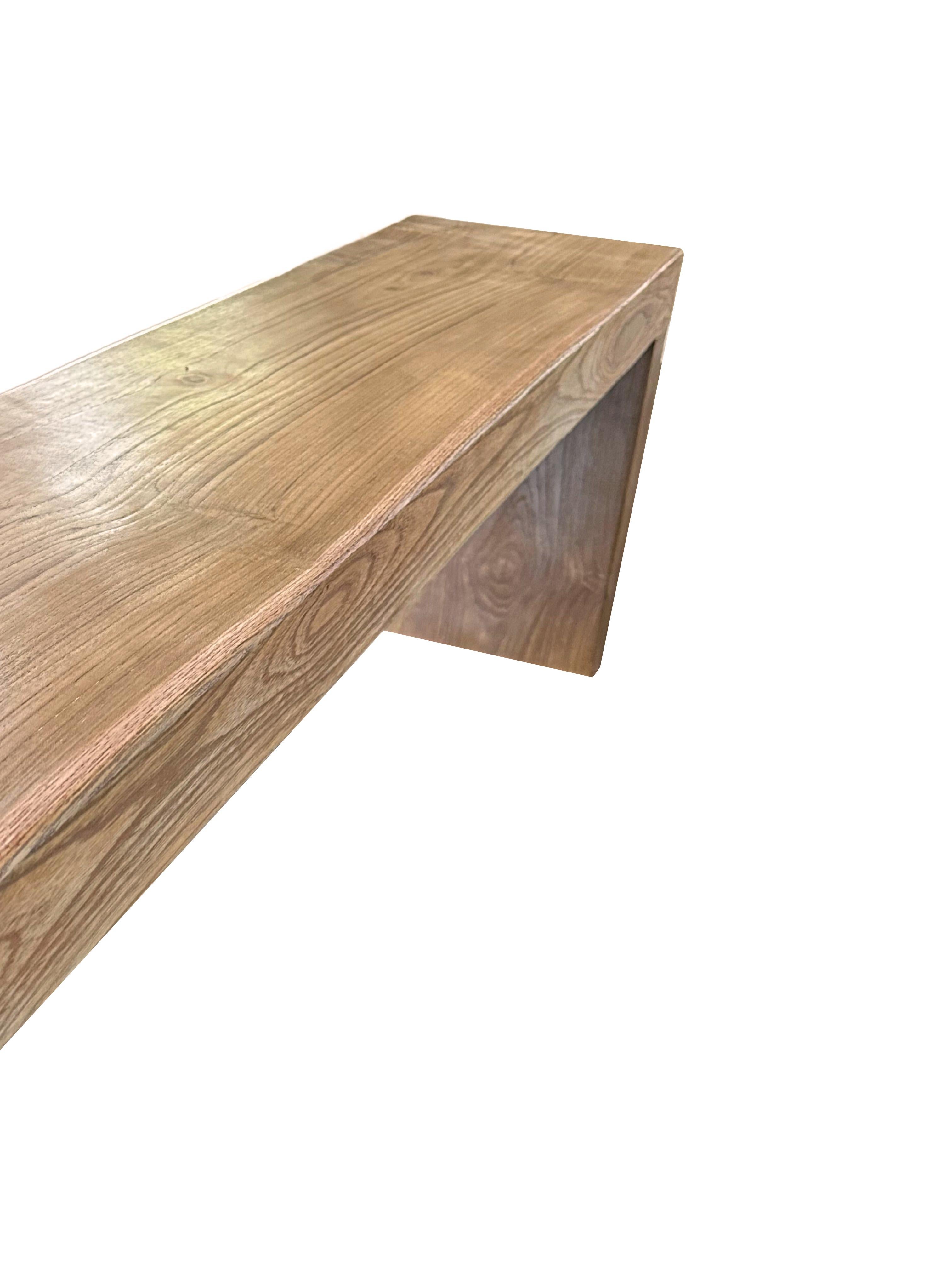 Sculptural Teak Wood Bench Modern Organic For Sale 1
