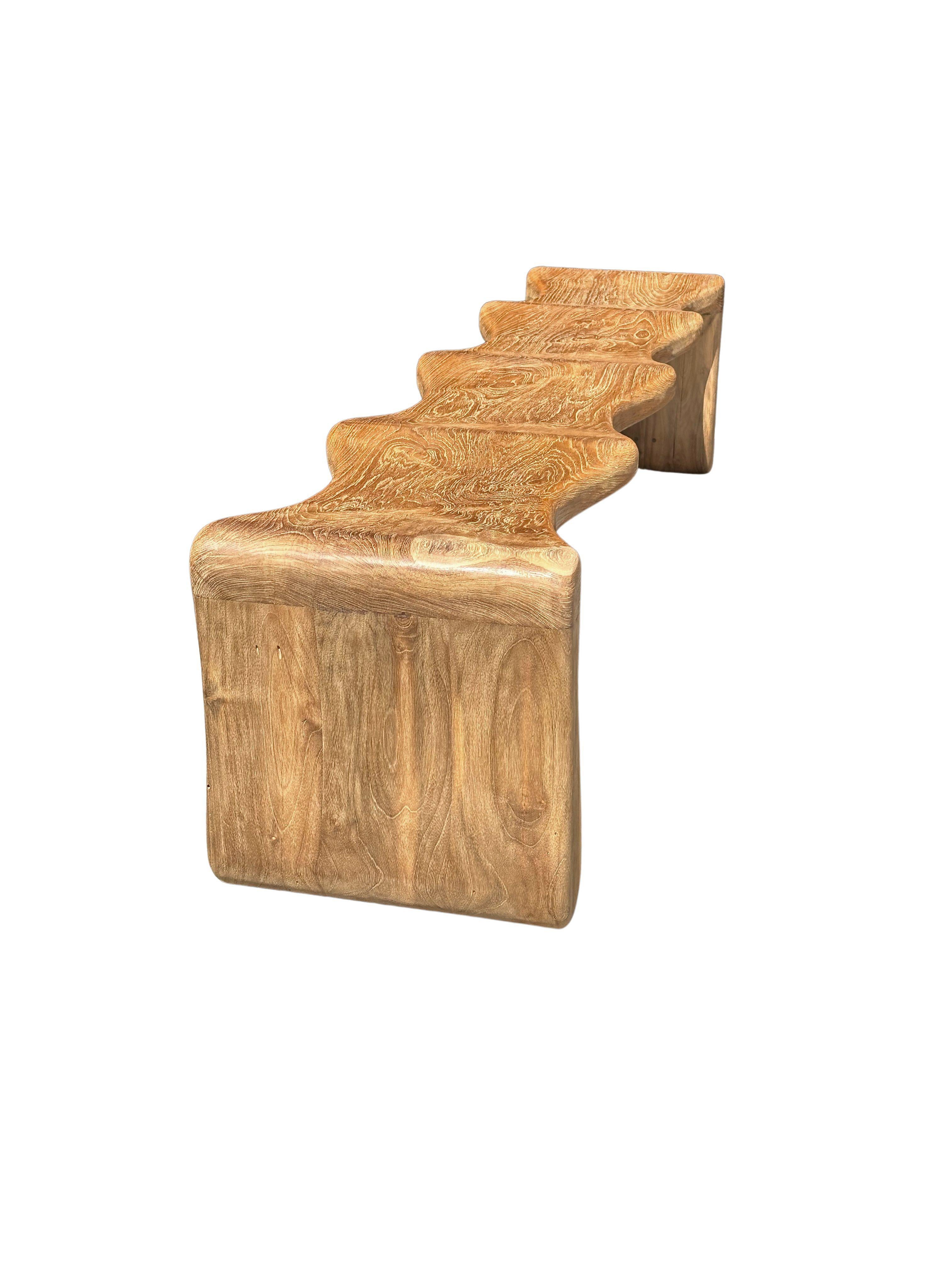 Sculptural Teak Wood Bench, Modern Organic, Stunning Wood Textures For Sale 5