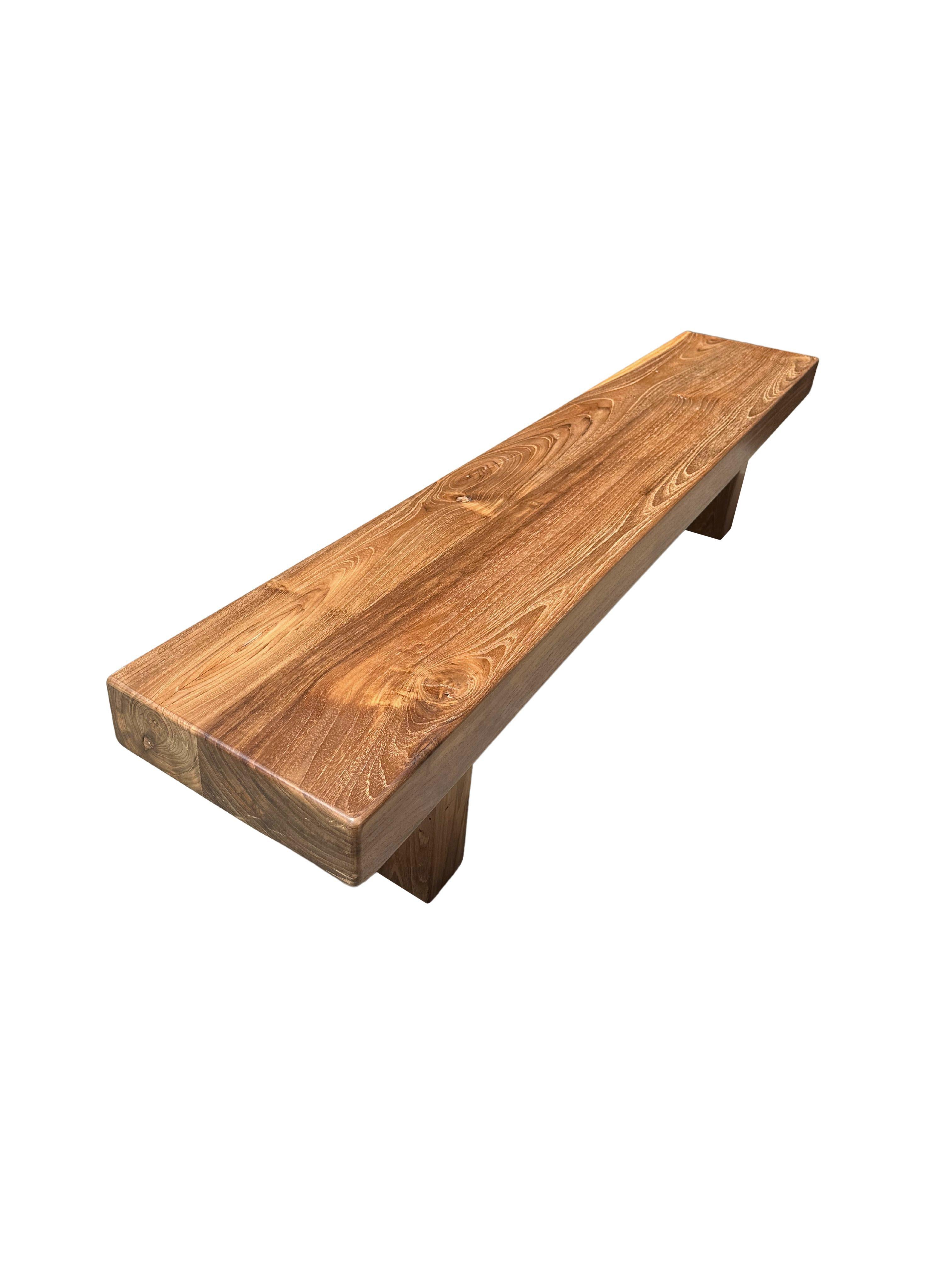 Sculptural Teak Wood Bench, Modern Organic, Stunning Wood Textures In New Condition For Sale In Jimbaran, Bali