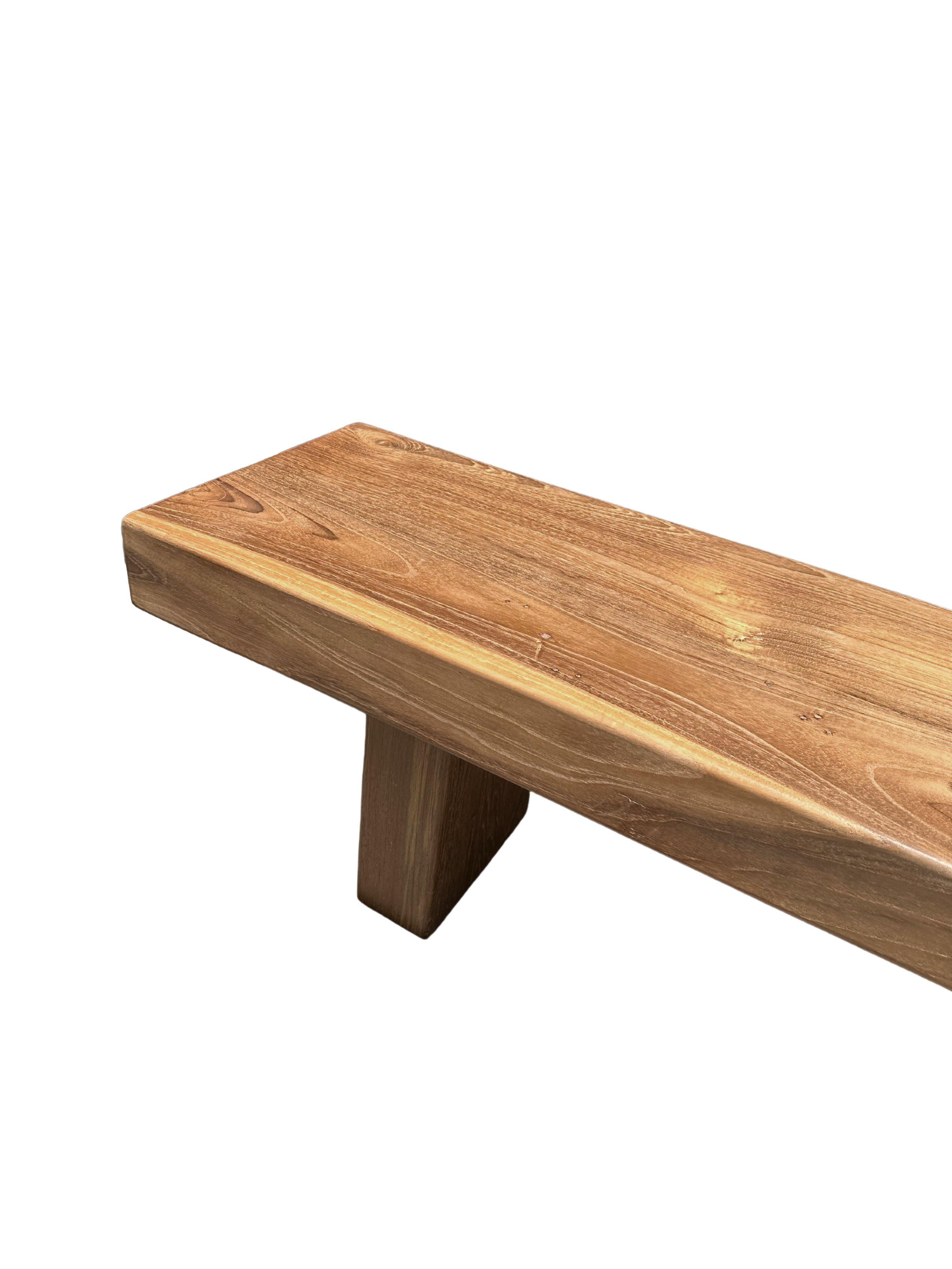 Contemporary Sculptural Teak Wood Bench, Modern Organic, Stunning Wood Textures For Sale