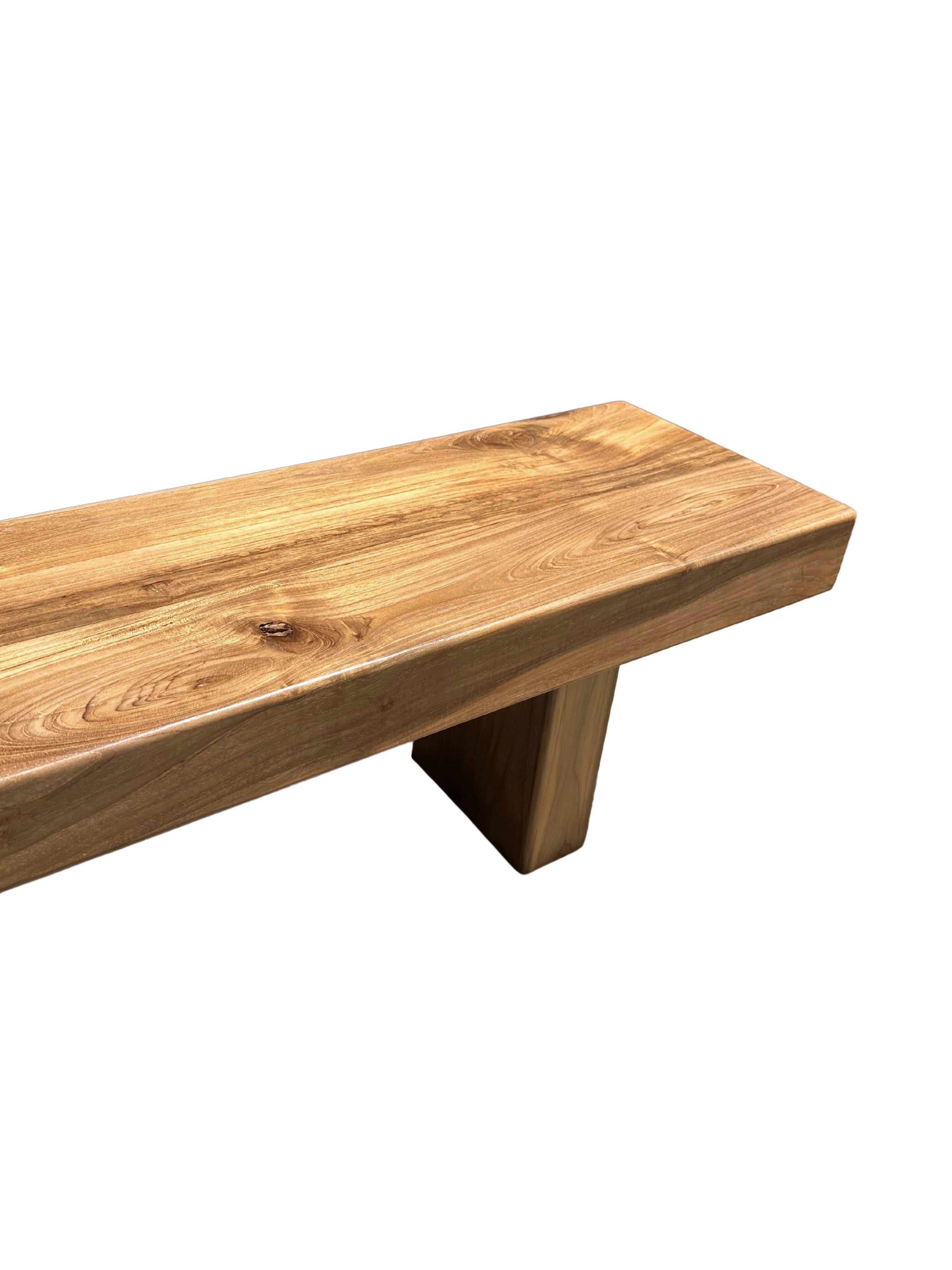 Sculptural Teak Wood Bench, Modern Organic, Stunning Wood Textures For Sale 1