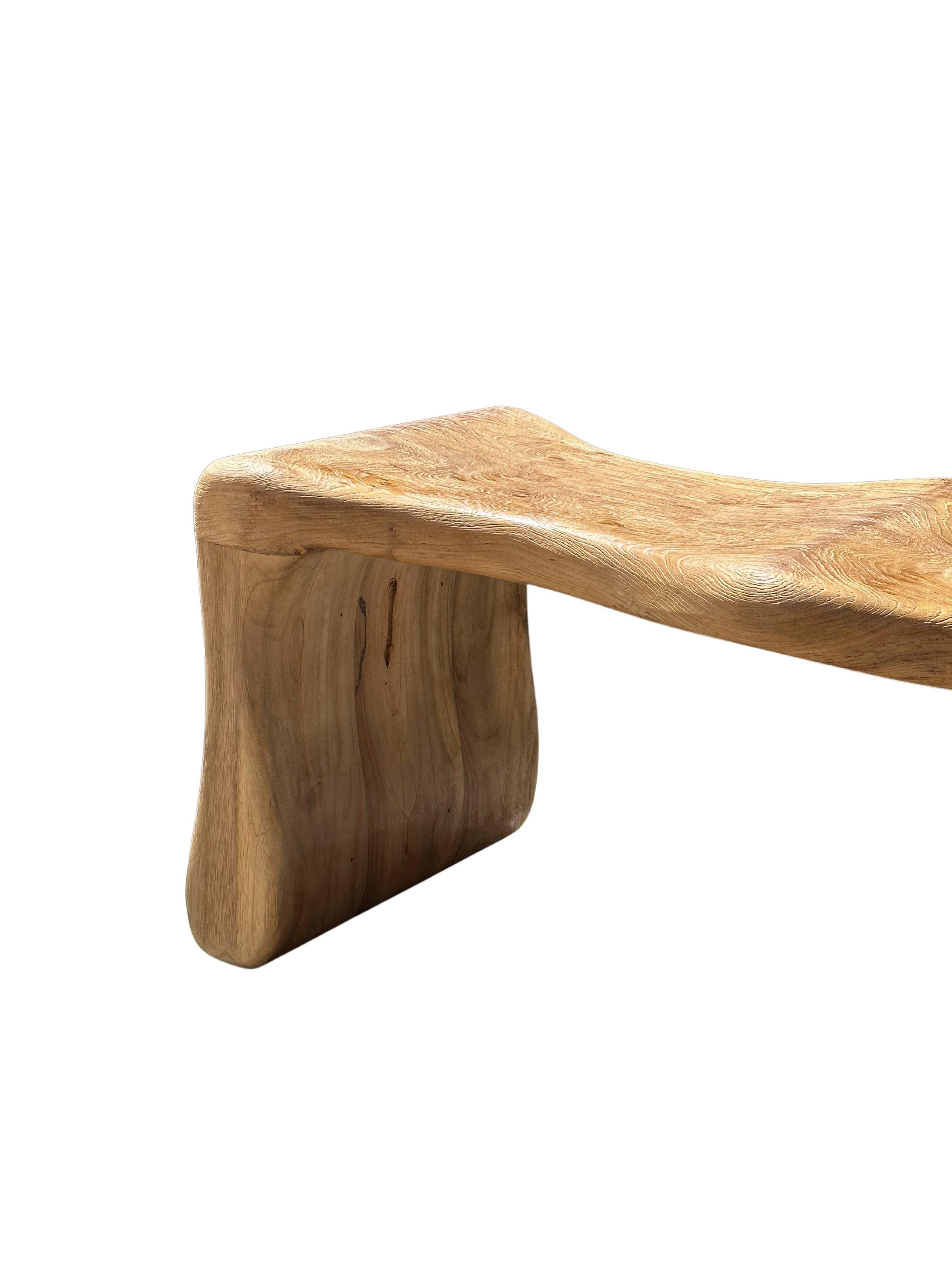 Sculptural Teak Wood Bench, Modern Organic, Stunning Wood Textures For Sale 2
