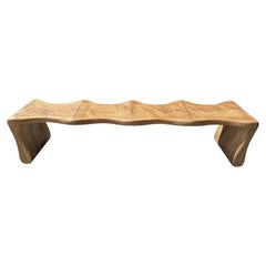 Sculptural Teak Wood Bench, Modern Organic, Stunning Wood Textures