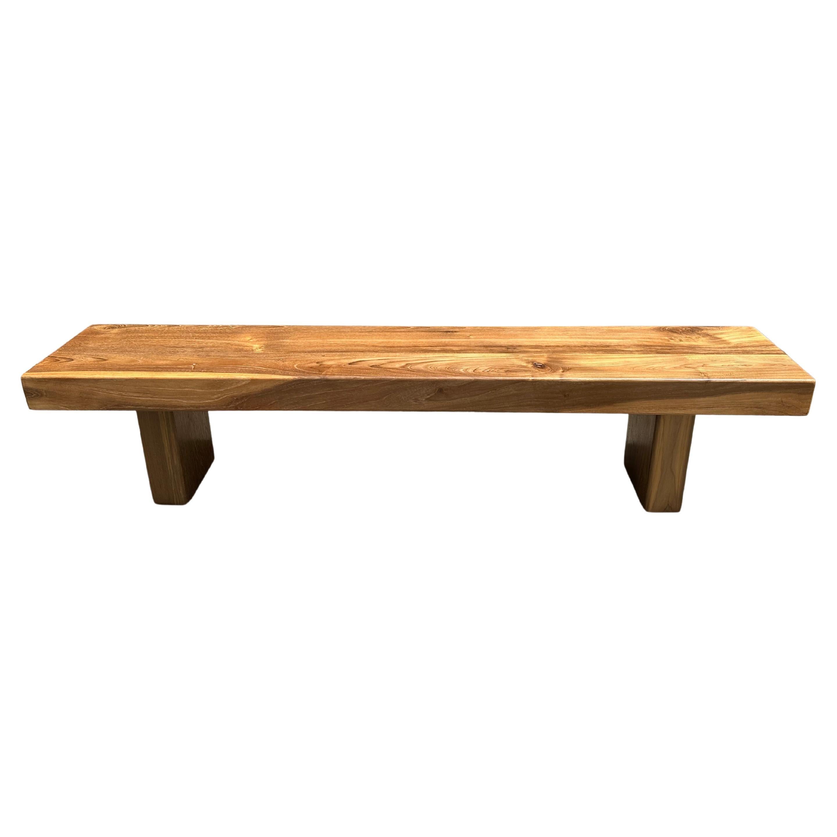 Sculptural Teak Wood Bench, Modern Organic, Stunning Wood Textures