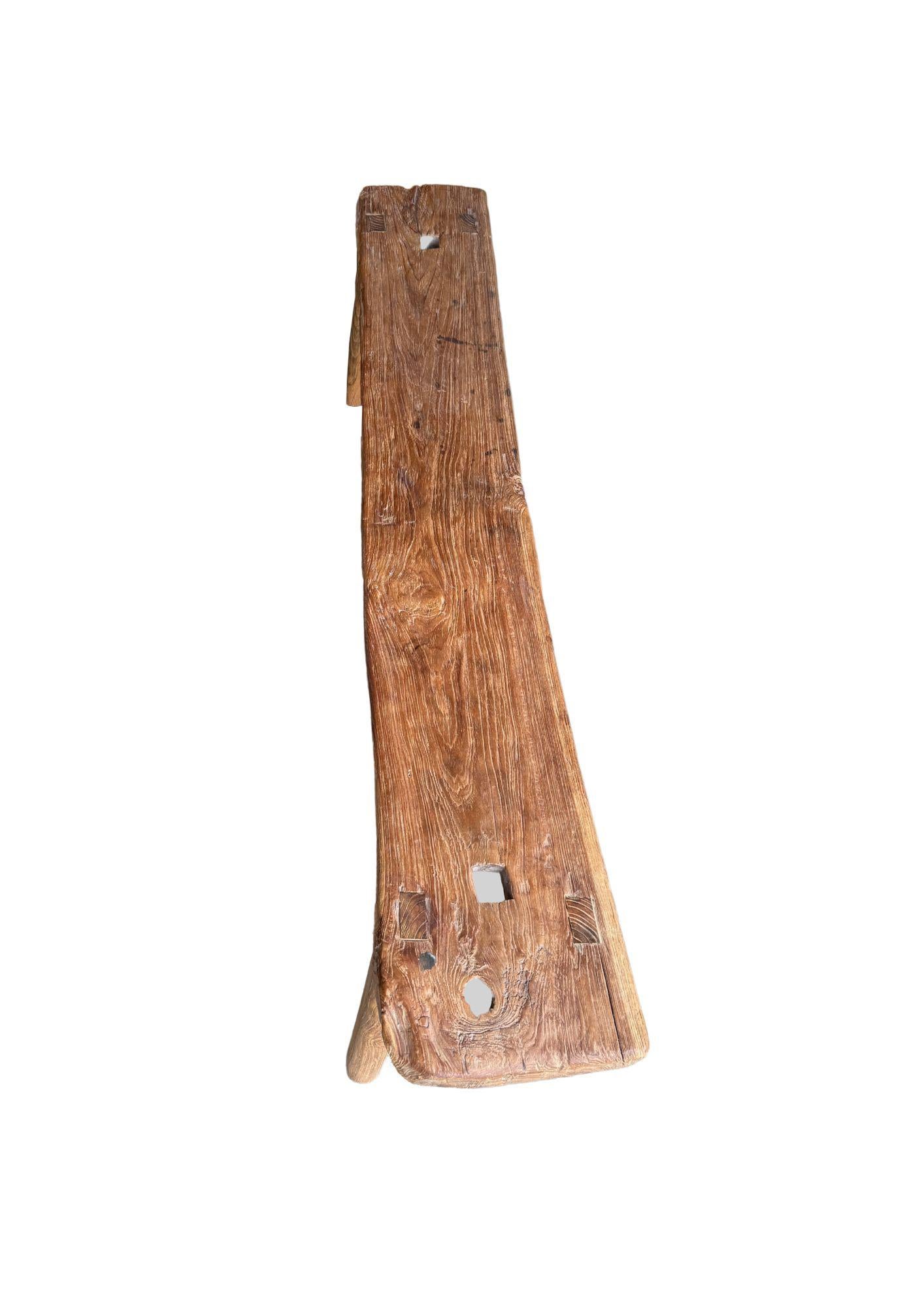Banco Escultural de Madera de Teca, Impresionantes Texturas de Madera, Orgánico Moderno en venta 3