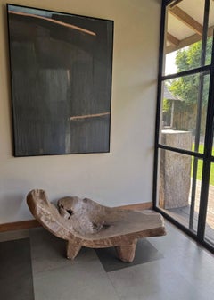 Sculptural Teak Wood Bench, Stunning Wood Textures, Modern Organic