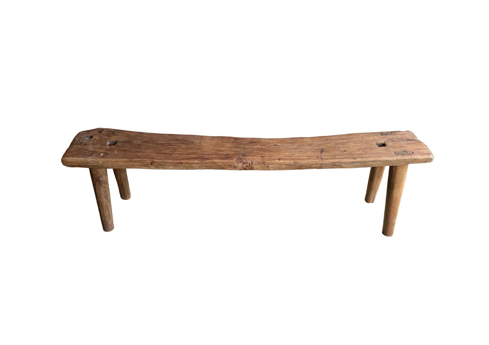 Banco Escultural de Madera de Teca, Impresionantes Texturas de Madera, Orgánico Moderno Otro en venta