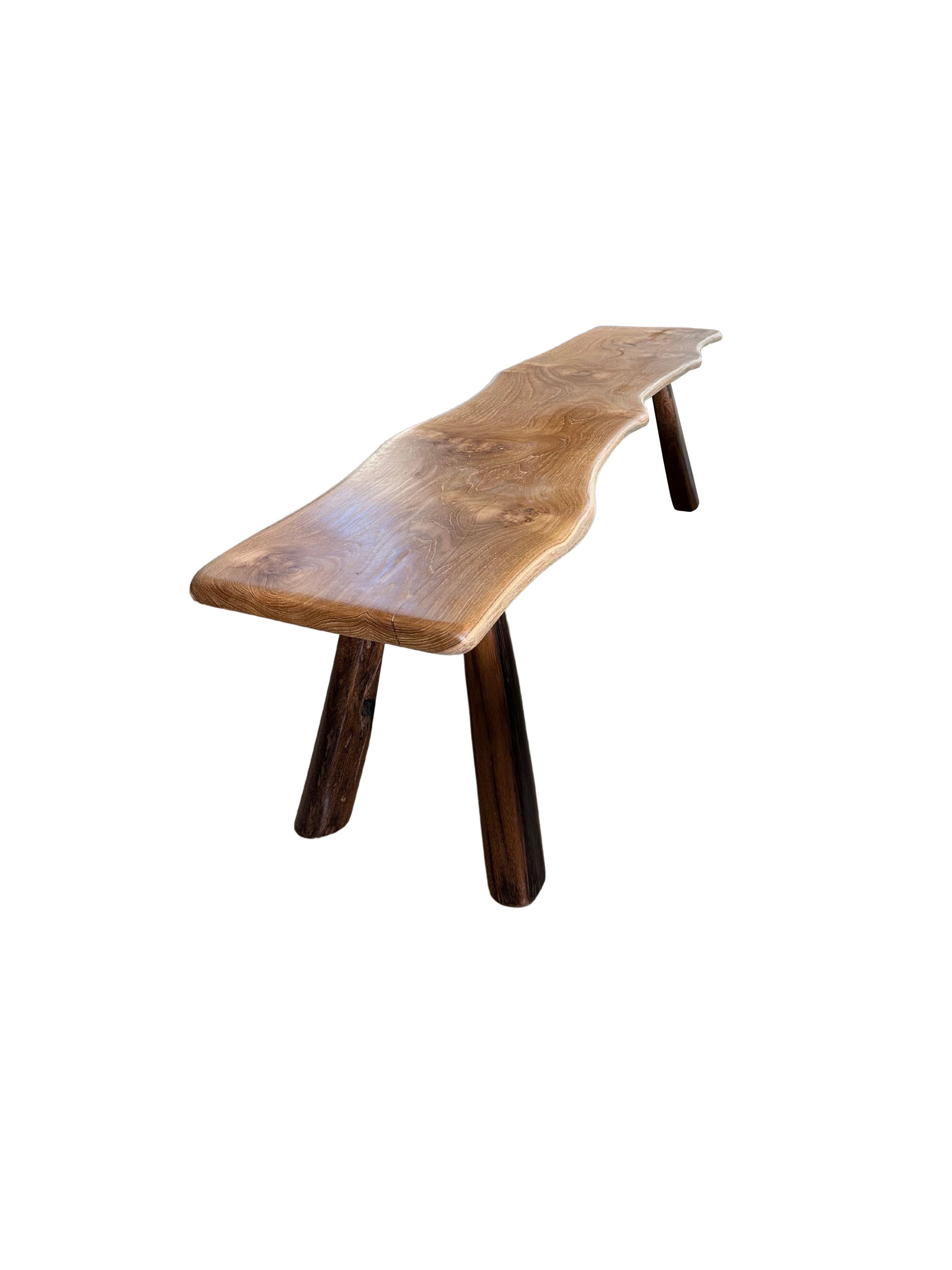 Sculptural Teak Wood Bench Stunning Wood Textures, Modern Organic In New Condition For Sale In Jimbaran, Bali