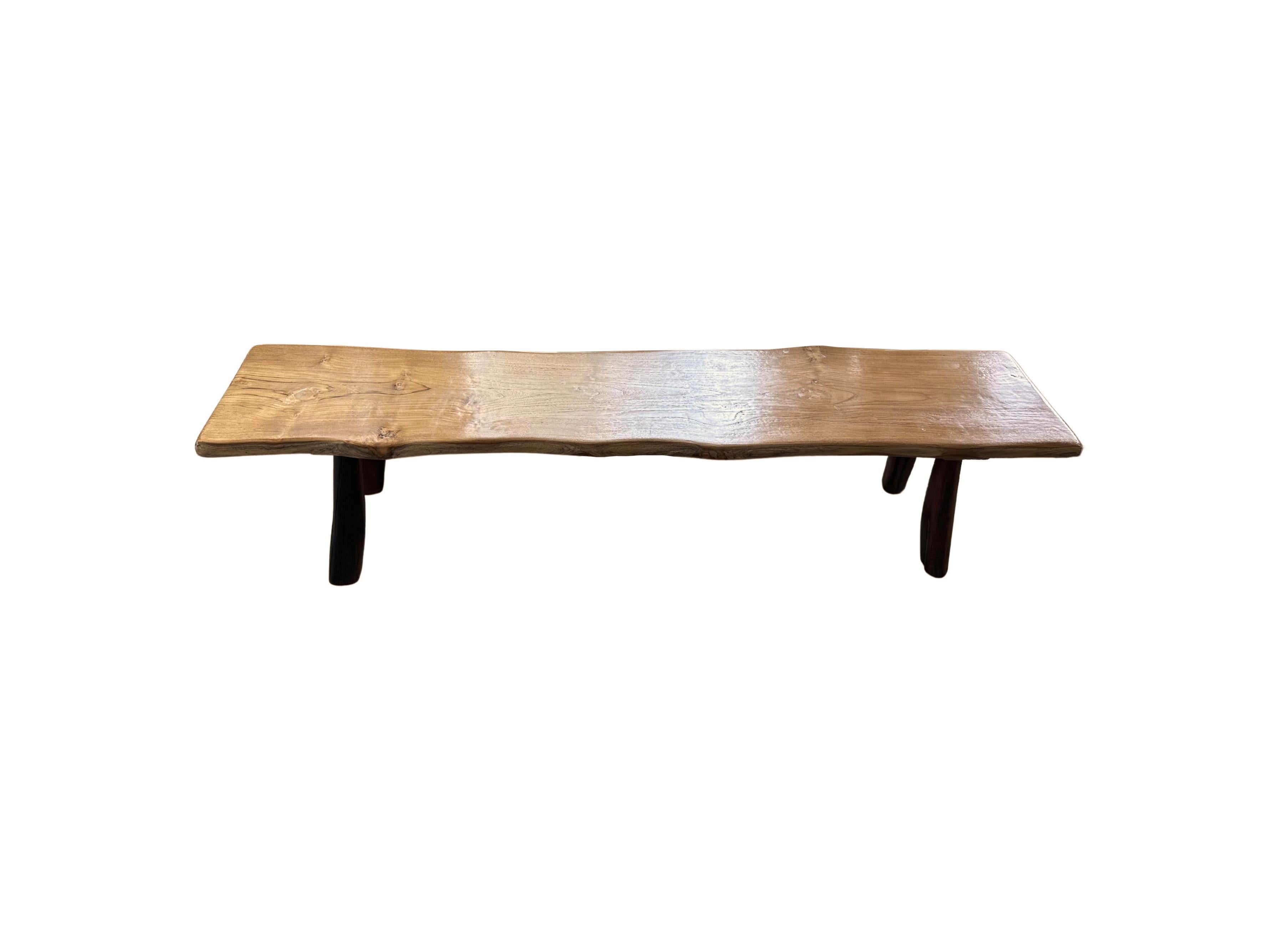 Sculptural Teak Wood Bench Stunning Wood Textures, Modern Organic In New Condition For Sale In Jimbaran, Bali