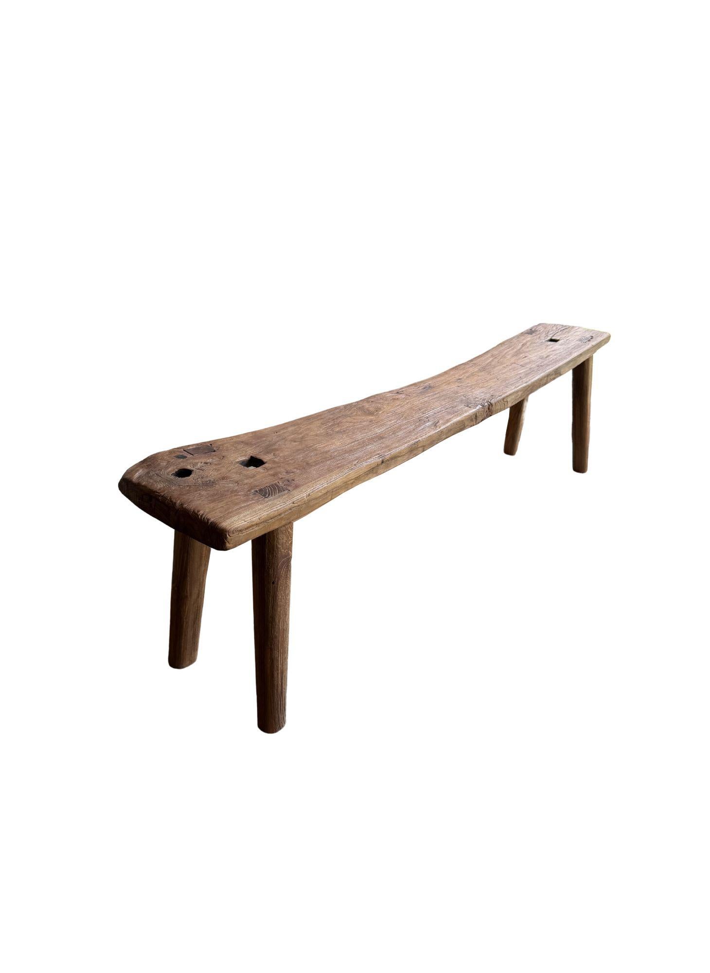 Banco Escultural de Madera de Teca, Impresionantes Texturas de Madera, Orgánico Moderno mediados del siglo XX en venta