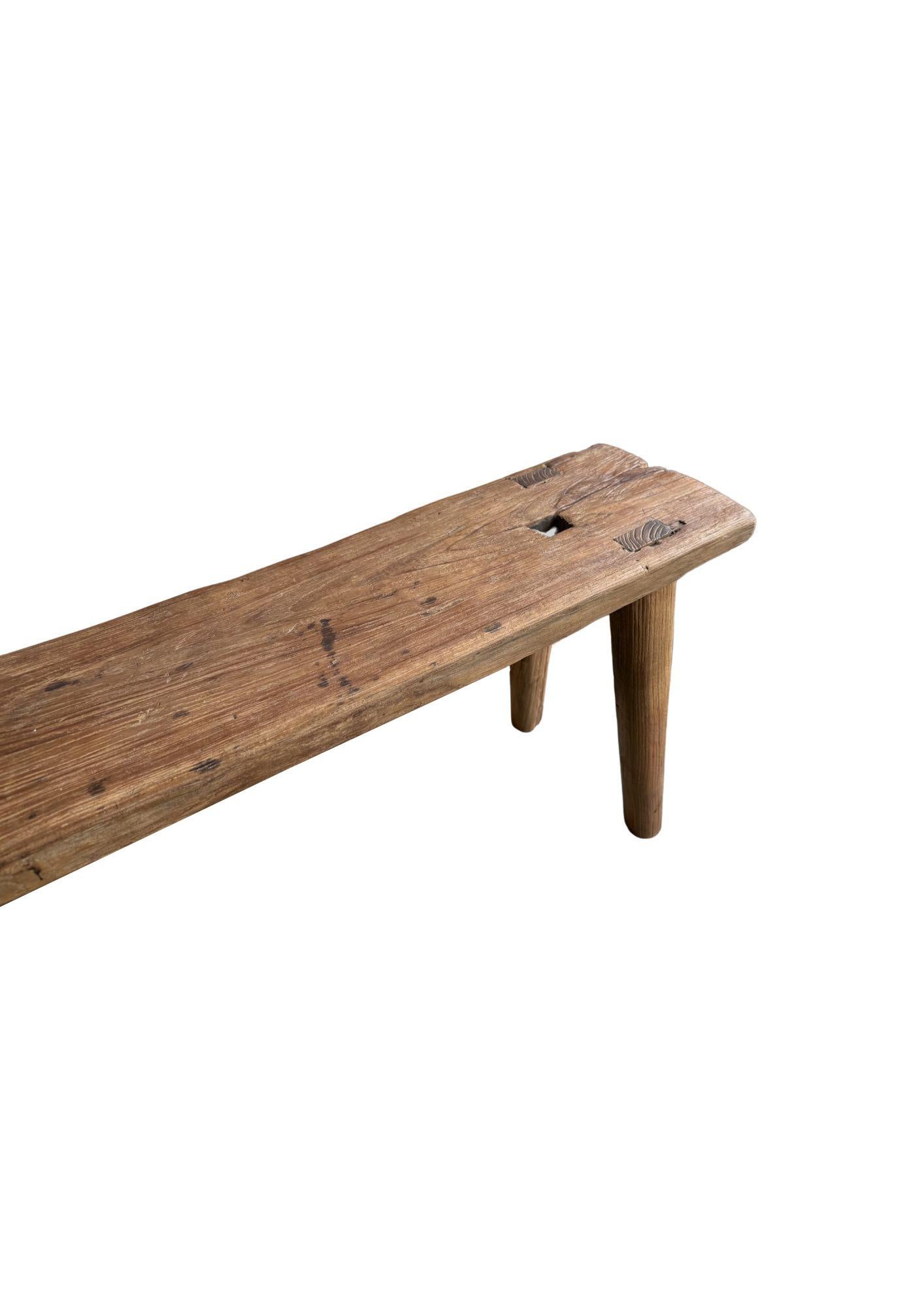 Banco Escultural de Madera de Teca, Impresionantes Texturas de Madera, Orgánico Moderno en venta 1