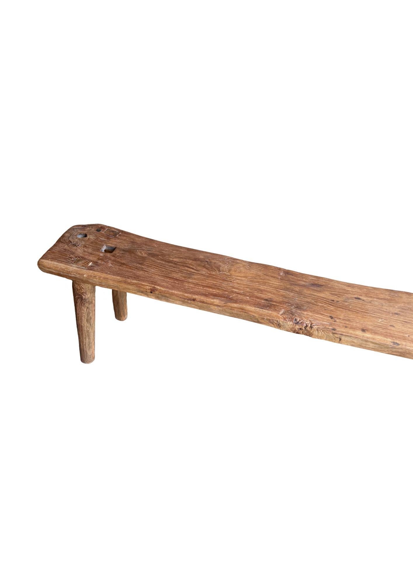 Banco Escultural de Madera de Teca, Impresionantes Texturas de Madera, Orgánico Moderno en venta 2