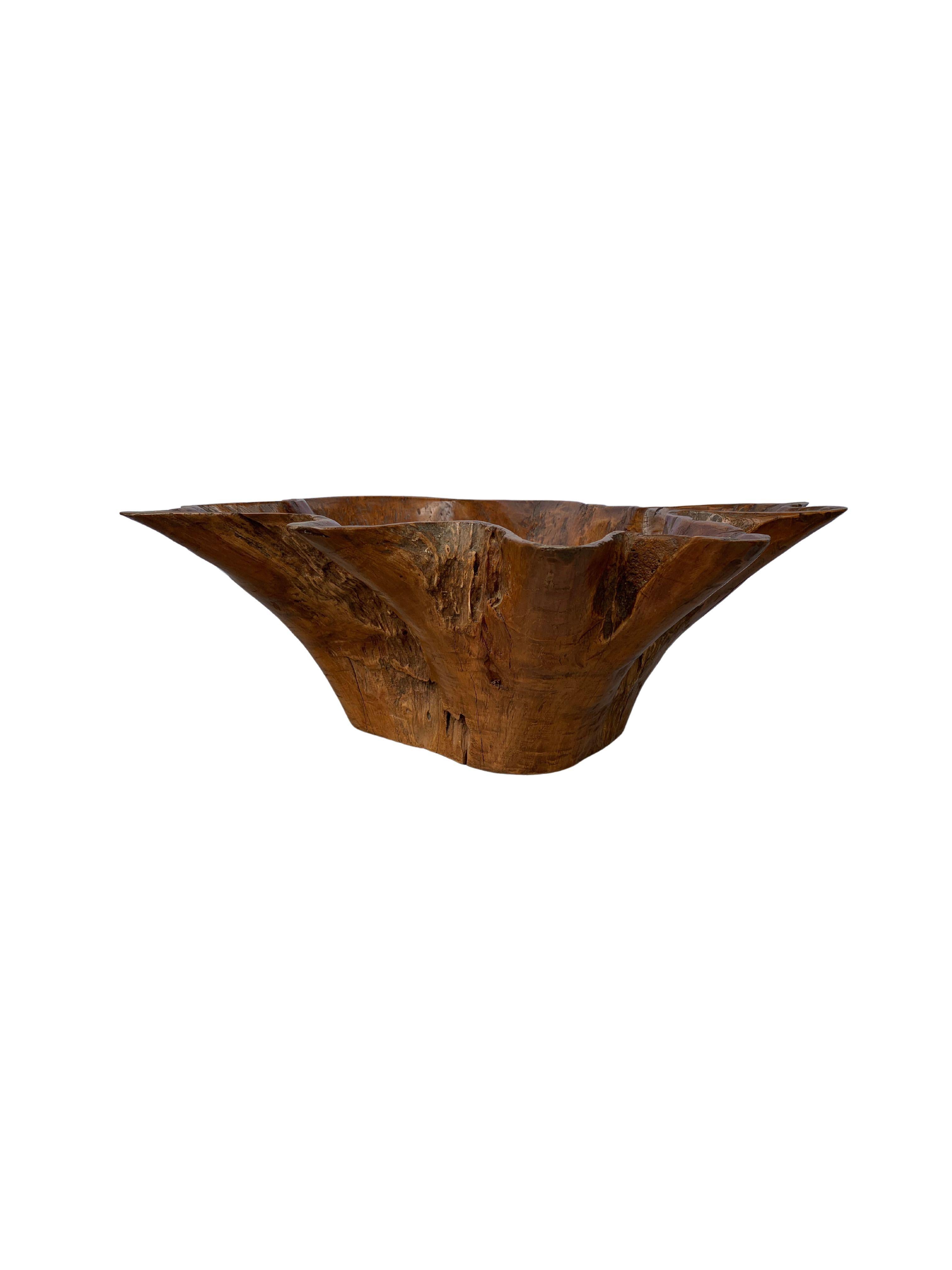 Carved Sculptural Teak Wood Bowl from Java, Indonesia, c. 1980