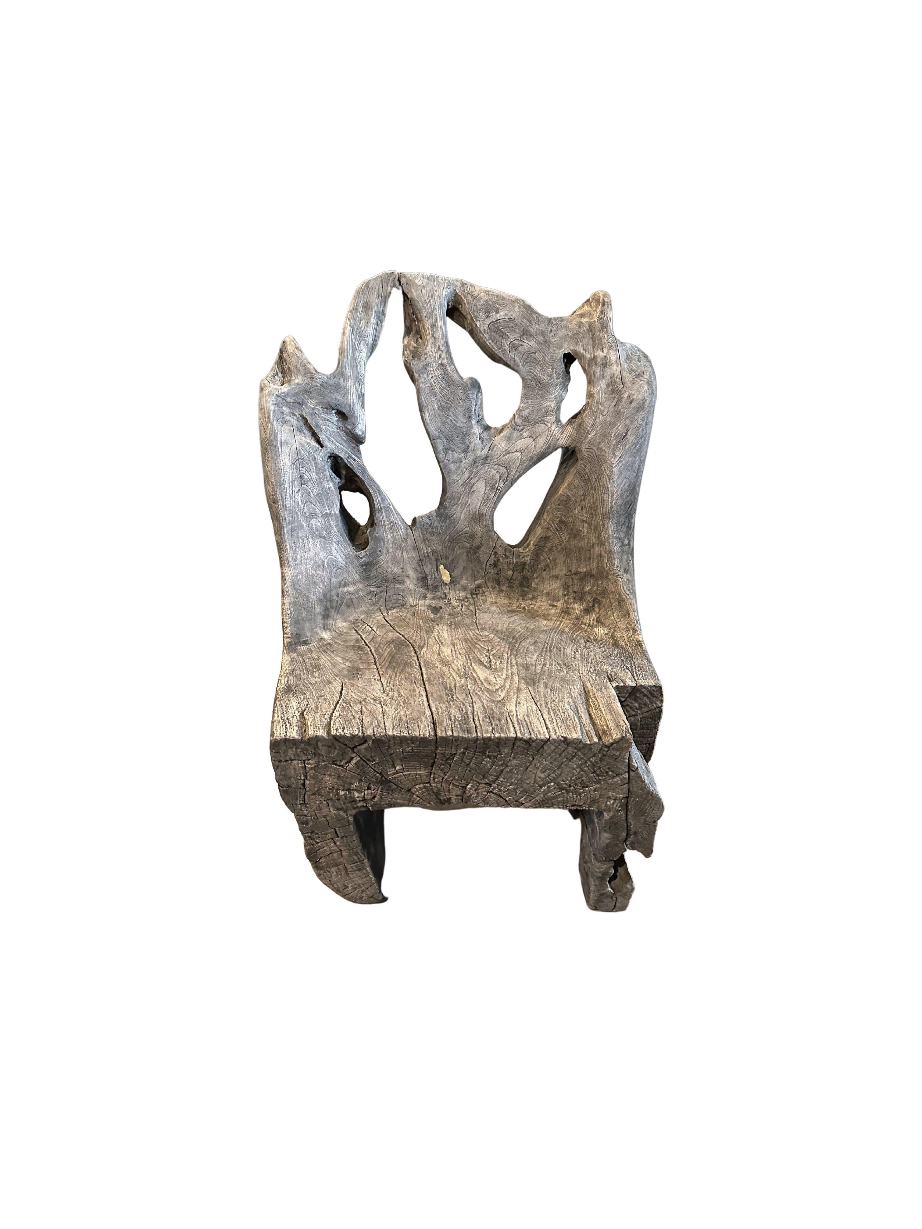 Indonesian Sculptural Teak Wood Chair, Java, Indonesia, C. 1950