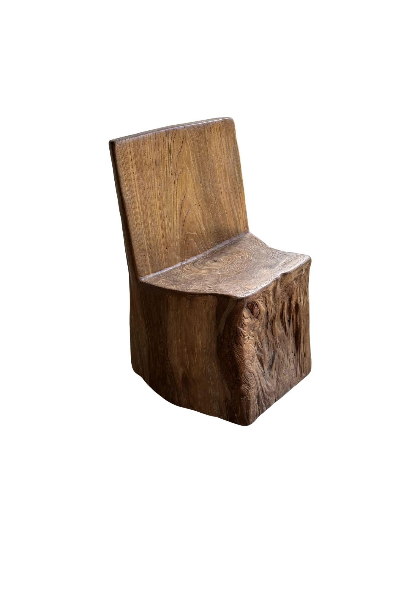 Skulpturaler Teakholz-Stuhl, atemberaubende Holztexturen, modern organisch im Angebot 3