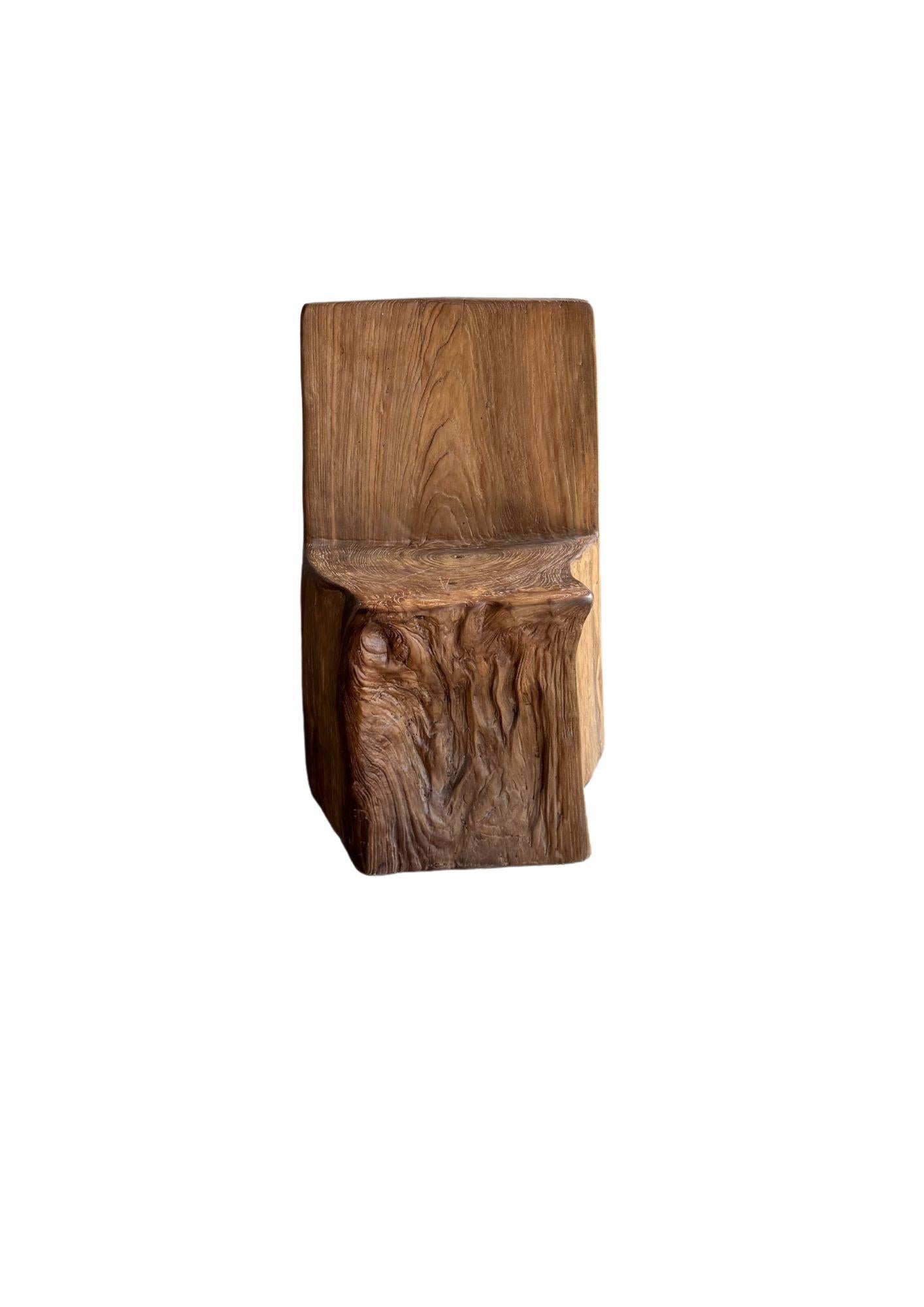 Skulpturaler Teakholz-Stuhl, atemberaubende Holztexturen, modern organisch im Angebot 1