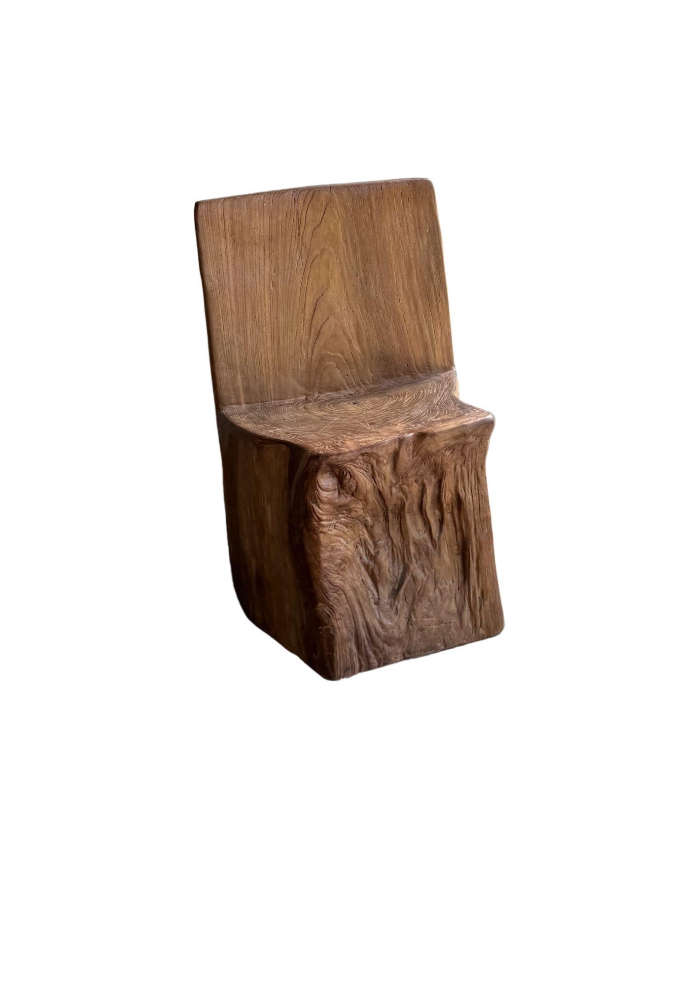 Skulpturaler Teakholz-Stuhl, atemberaubende Holztexturen, modern organisch im Angebot 2
