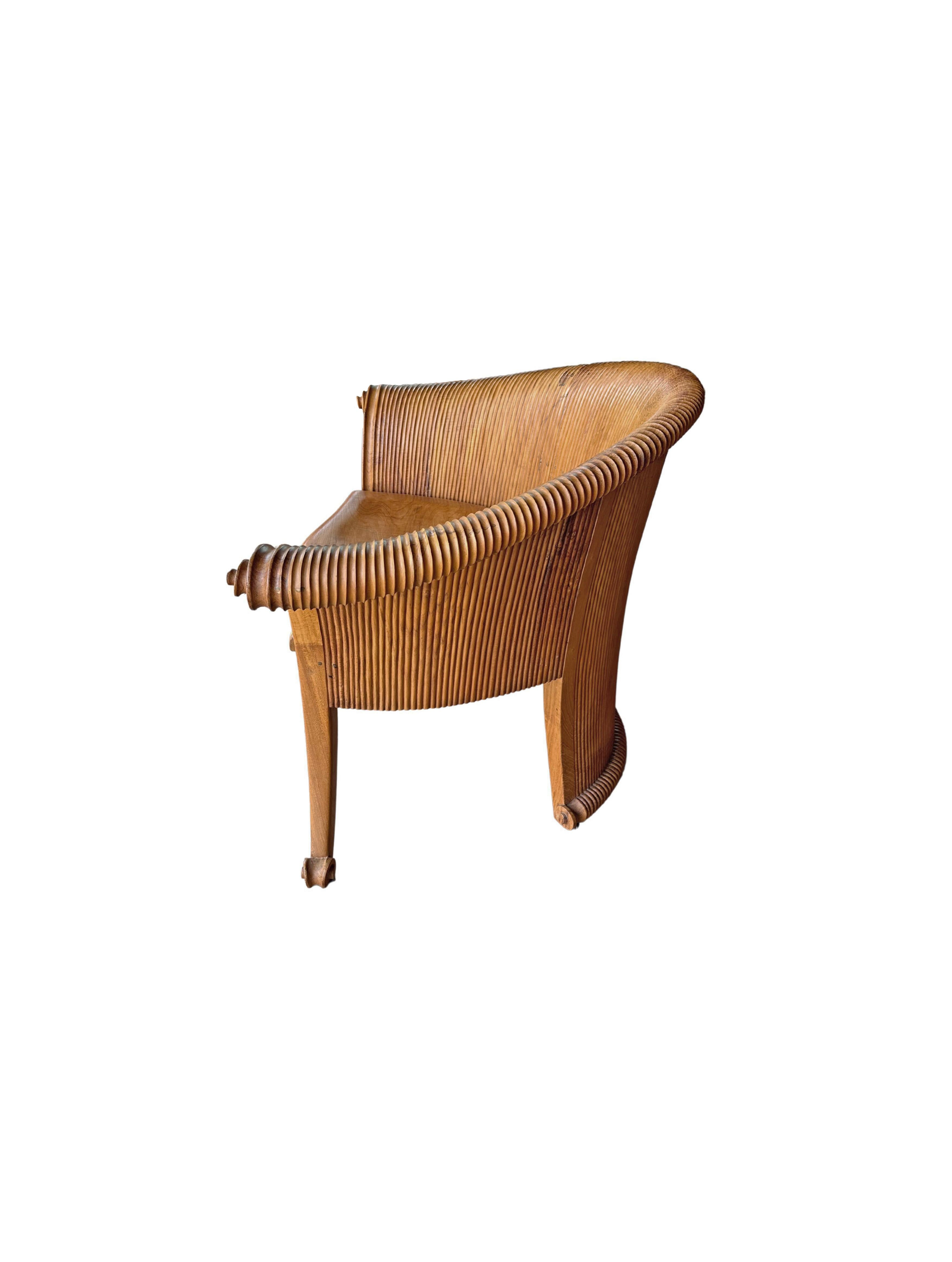 Sculptural Teak Wood Chair with Carved Detailing In New Condition For Sale In Jimbaran, Bali