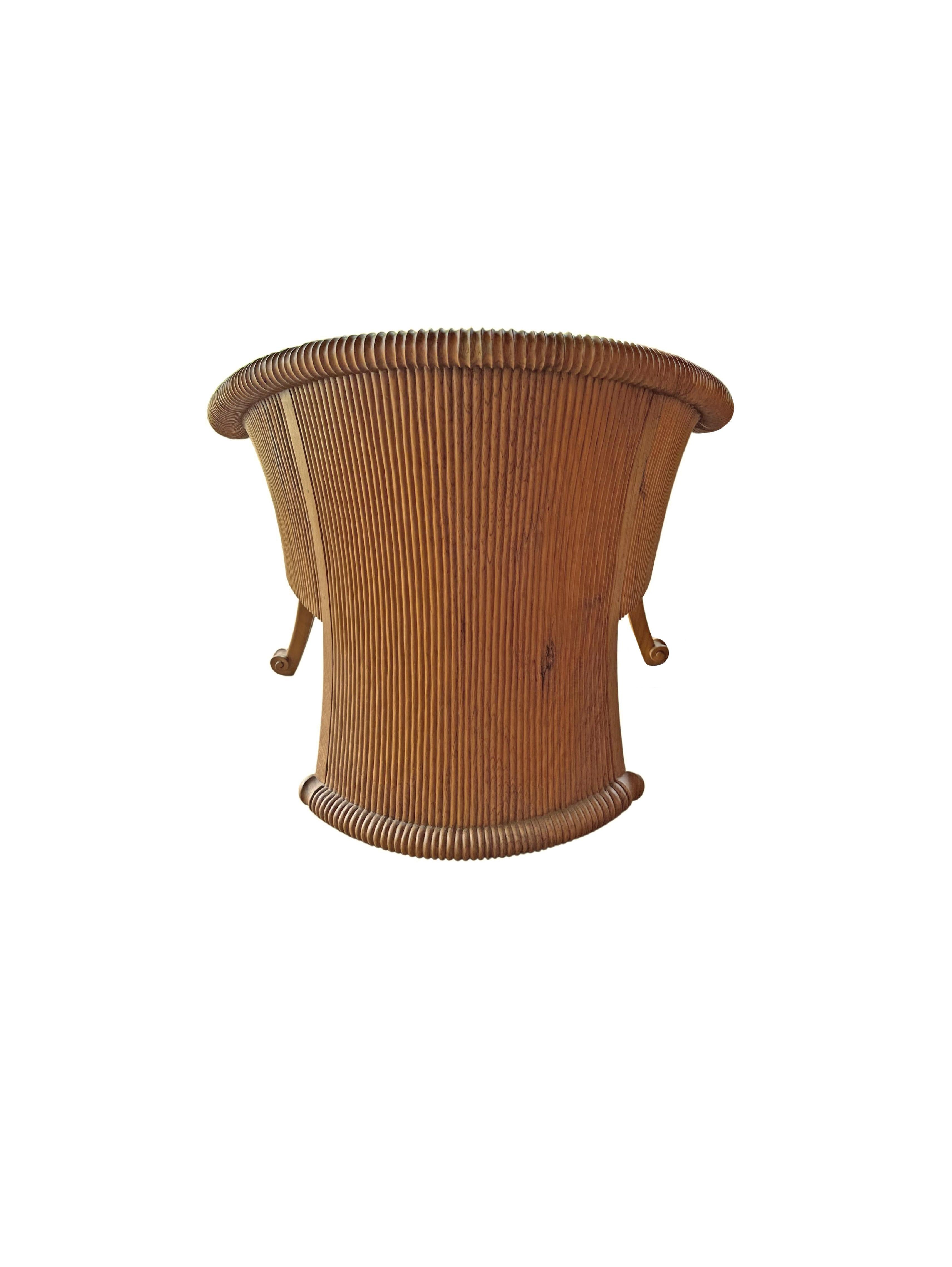 Sculptural Teak Wood Chair with Carved Detailing For Sale 1