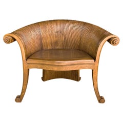 Sculptural Teak Wood Chair with Carved Detailing