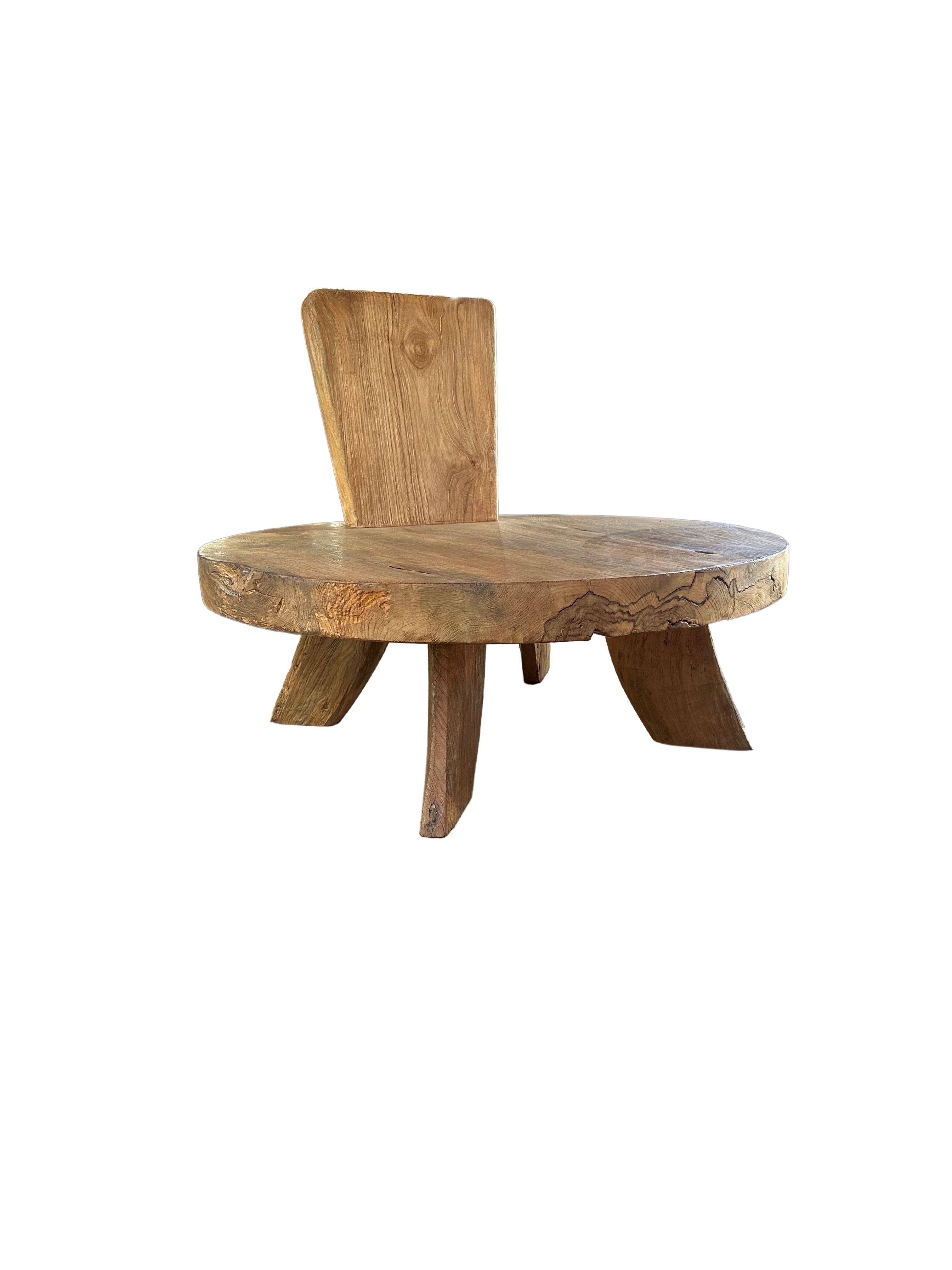 Organic Modern Sculptural Teak Wood Chair with Stunning Wood Textures For Sale