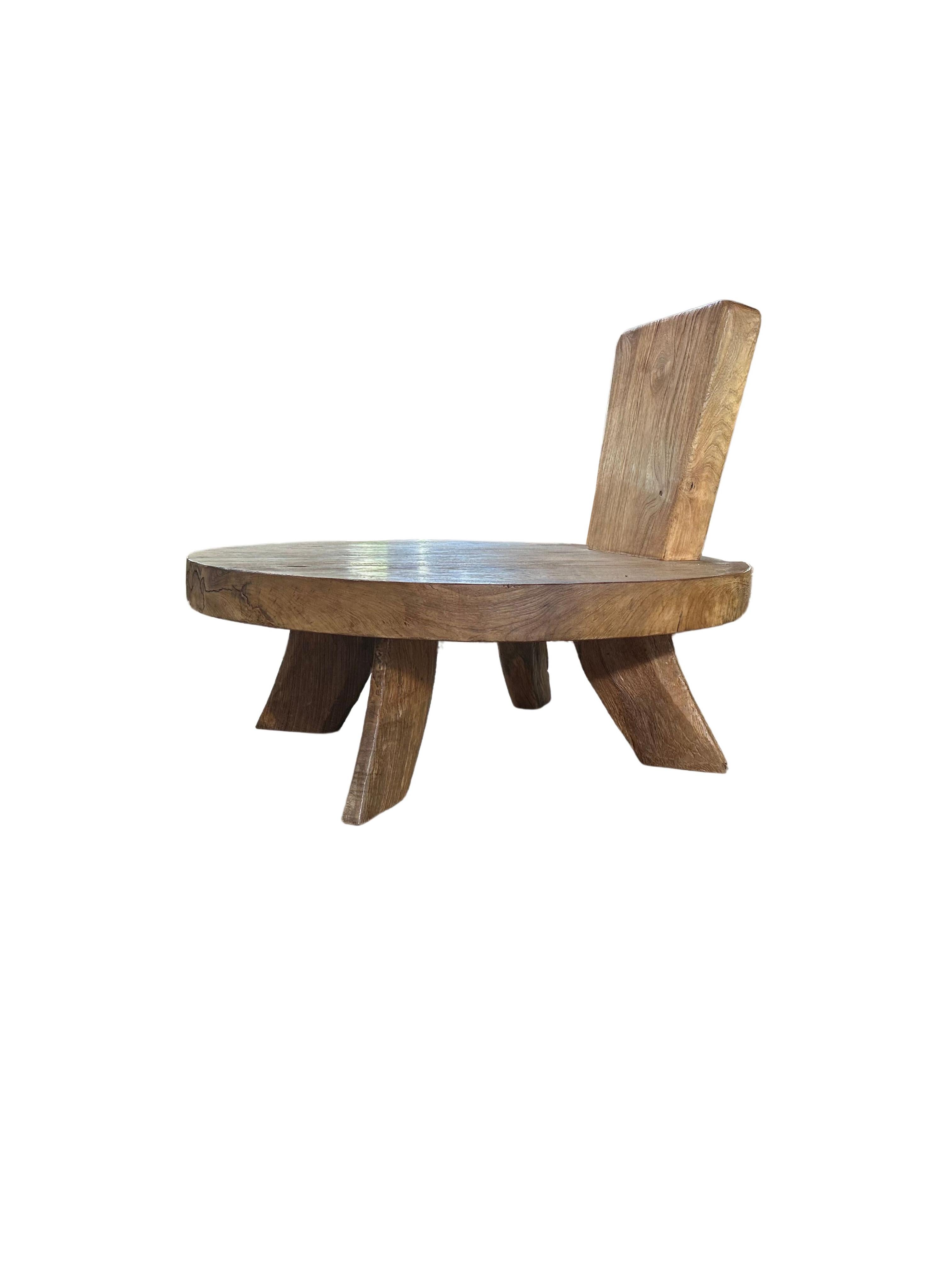 Hand-Crafted Sculptural Teak Wood Chair with Stunning Wood Textures For Sale