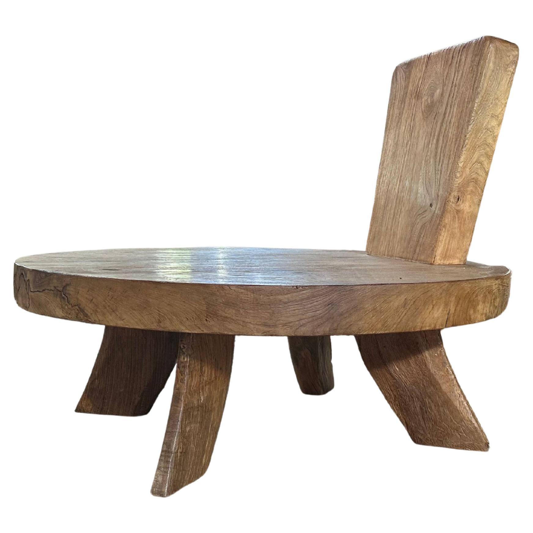 Sculptural Teak Wood Chair with Stunning Wood Textures For Sale