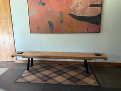 Sculptural Teak Wood Long Bench Stunning Wood Textures, Modern Organic