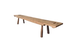 Sculptural Teak Wood Long Bench Stunning Wood Textures, Modern Organic