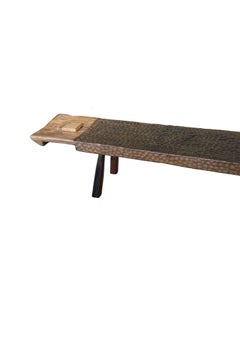 Sculptural Teak Wood Long Bench Stunning Wood Textures, Modern Organic