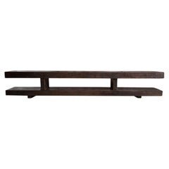 Sculptural Teak Wood Long Bench Stunning Wood Textures, Modern Organic