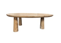 Sculptural Teak Wood Side Table — Natural Finish, Three-Leg Form