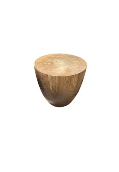 Sculptural Teak Wood Side Table, with Stunning Wood Textures, Modern Organic